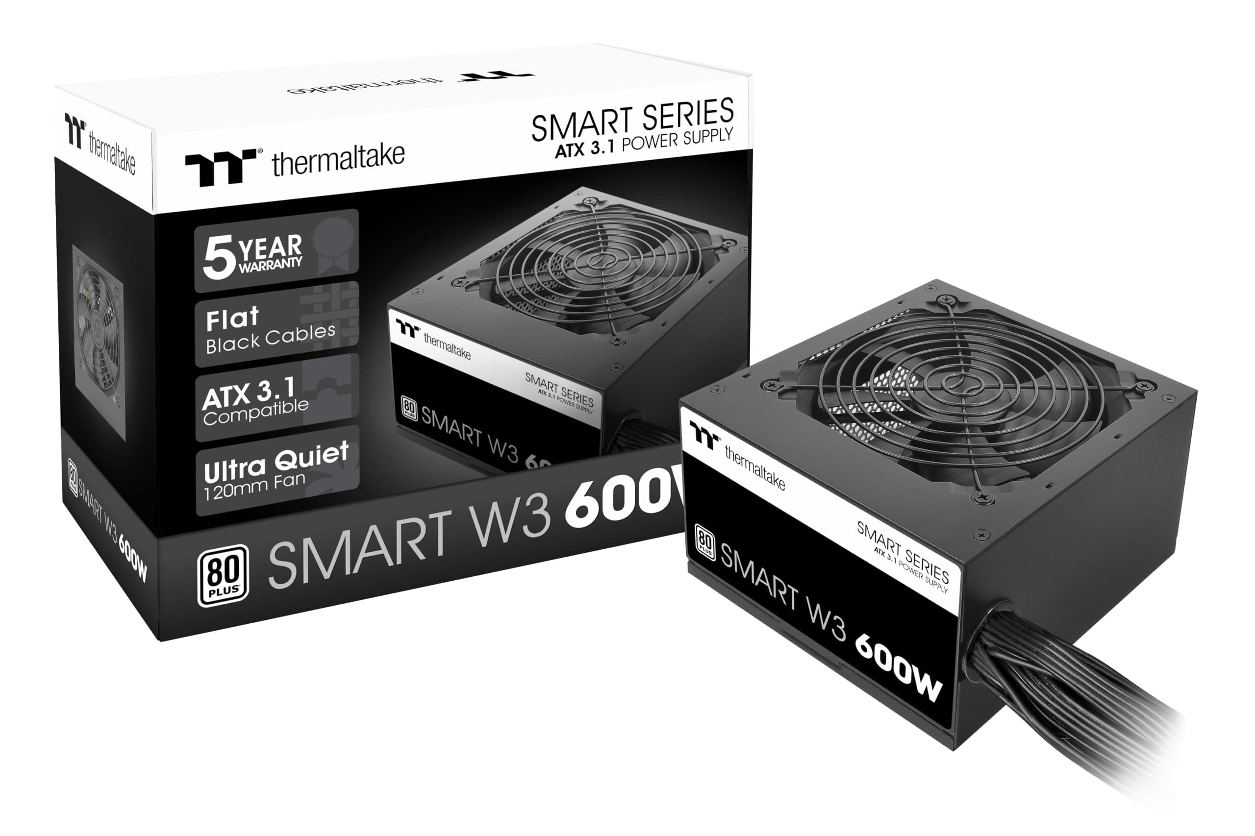 Thermaltake Smart W3 600W | ATX | ATX 3.1 Ready | 80 Plus | sehr leise | 120mm FDB Lüfter | Single Rail +12V | DC DC Design | Schutzschaltungen OCP OVP UVP OPP SCP OTP | 5 Jahre Garantie Bild 3