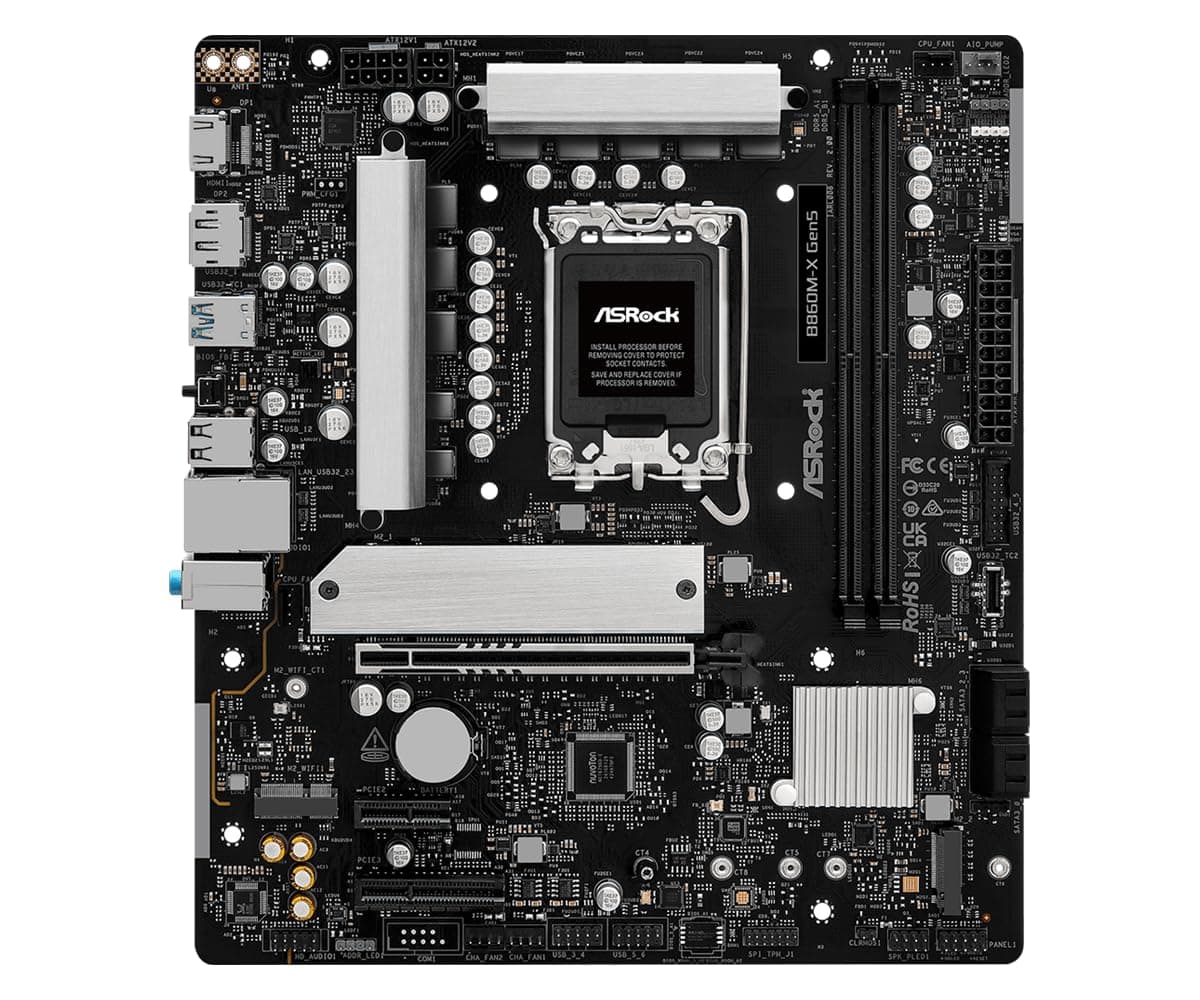 ASRock B860M-X Gen5 Motherboard, Micro ATX, LGA1851 Socket, Intel B860 Chipset, DDR5 bis 9066+ MHz, PCIe 5.0 Bild 3