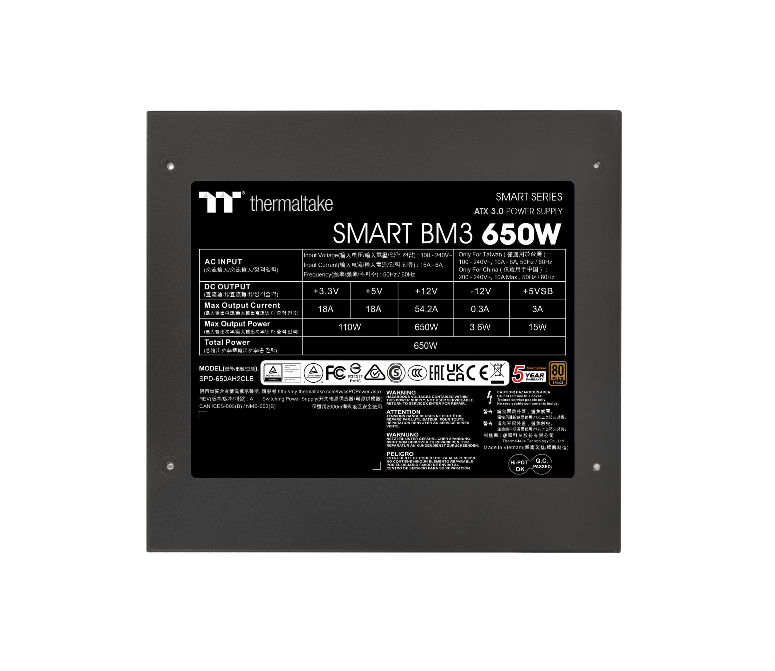 Thermaltake | Smart BM3 Bronze 650W | ATX Netzteil | ATX 3.0 | PCIe Gen 5.0 | 80 Plus Bronze | sehr leise | Smart Zero Fan | 12VHPWR | semimodular | 5 Jahre Garantie Bild 4