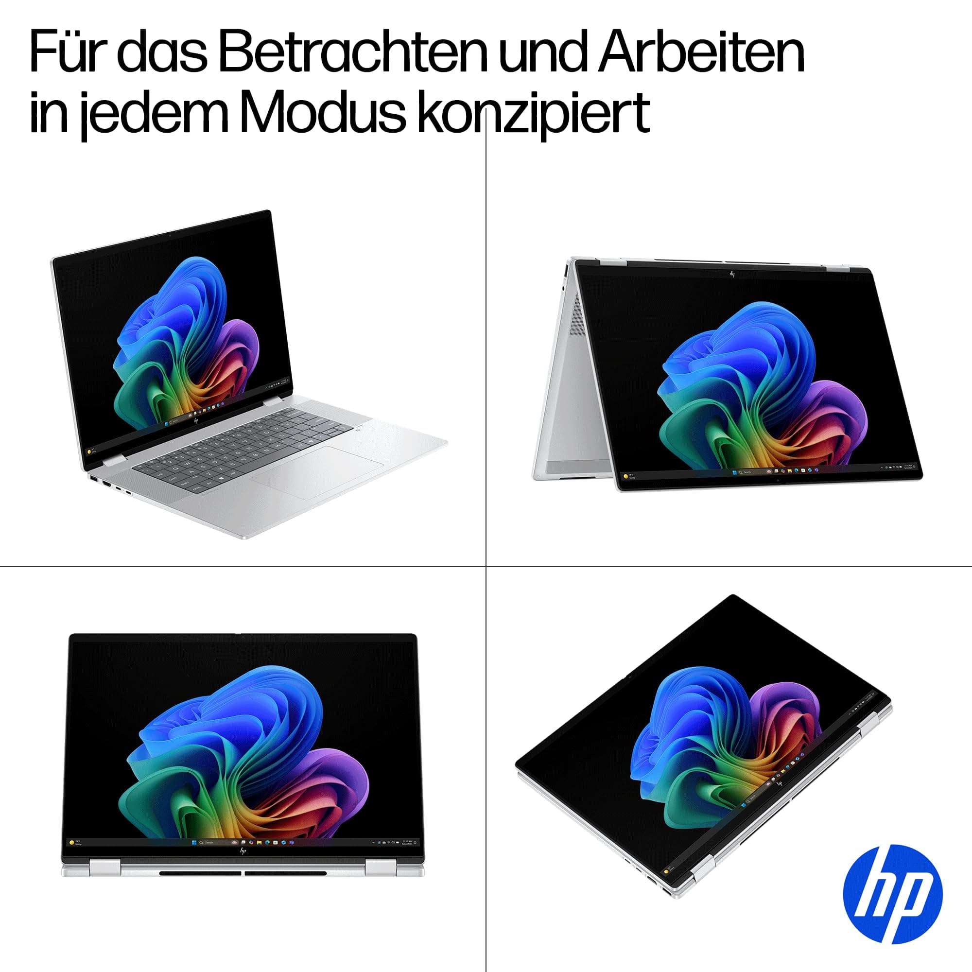 HP OmniBook X Flip 2-in-1 Laptop (16" 2K Touchscreen, Intel Core Ultra 5, Copilot+, 16GB RAM, 1TB, Win11, QWERTZ) - Silber Intel Core Ultra 5 Convertible (Ordner) Bild 8