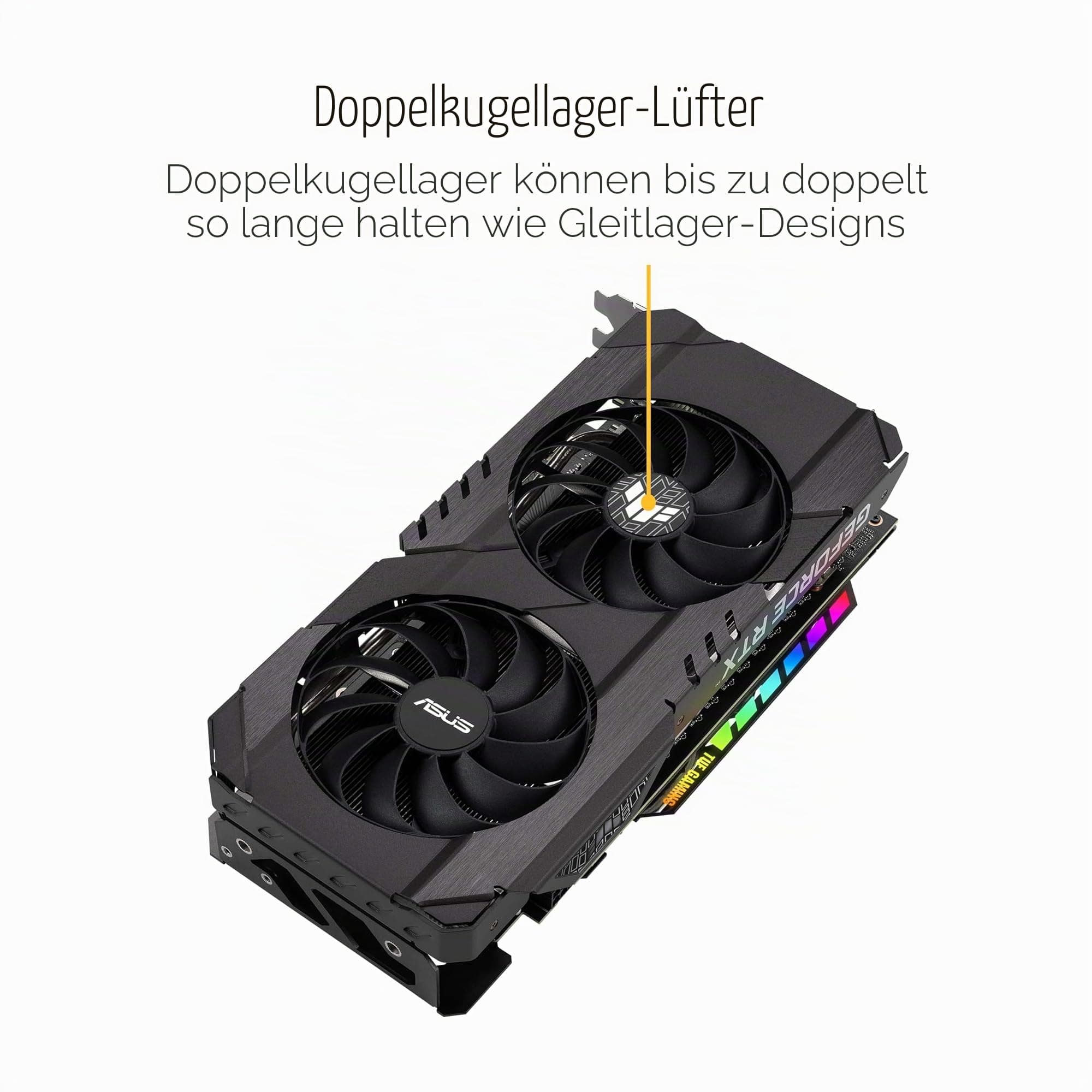 ASUS TUF Gaming GeForce RTX 3050 Grafikkarte, PCIe 4.0, 8GB GDDR6, HDMI 2.1, DisplayPort 1.4a, Dual Kugellager, Aluminiumgehäuse, 2.8 Slot, GPU Tweak II, Schwarz Bild 7