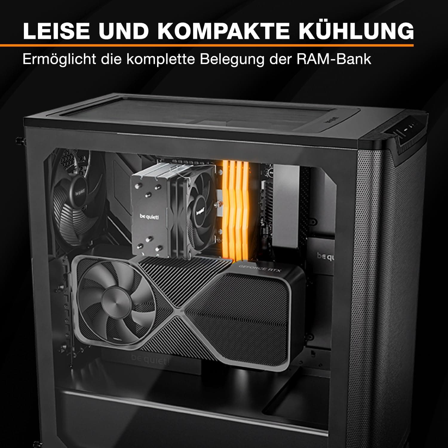 be quiet! Pure Rock Slim 3, CPU Kühler, 130W TDP, 100 mm PWM be quiet! Lüfter, 3 Heatpipes, asymmetrisches Design, Slim Tower Bild 3