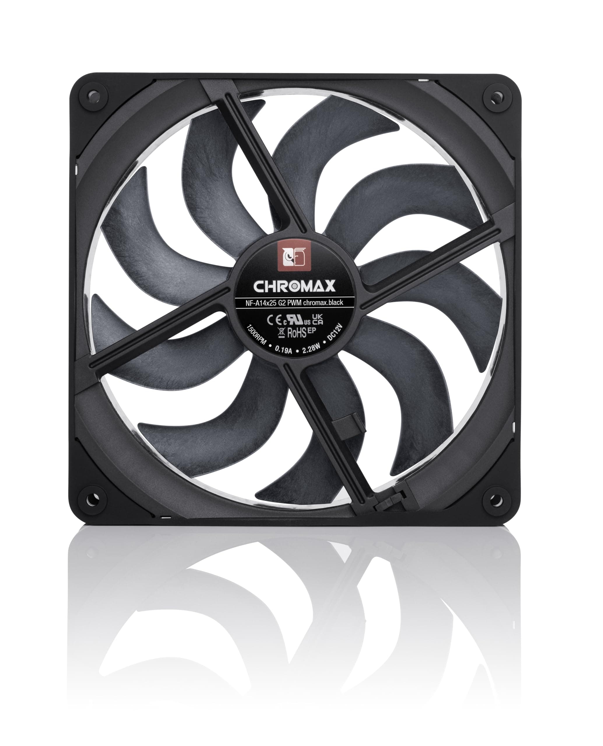 Noctua NF-A14x25 G2 PWM chromax.black, Leiser 140mm PC-Lüfter in Premium-Qualität, 4-Pin (Schwarz) Bild 7