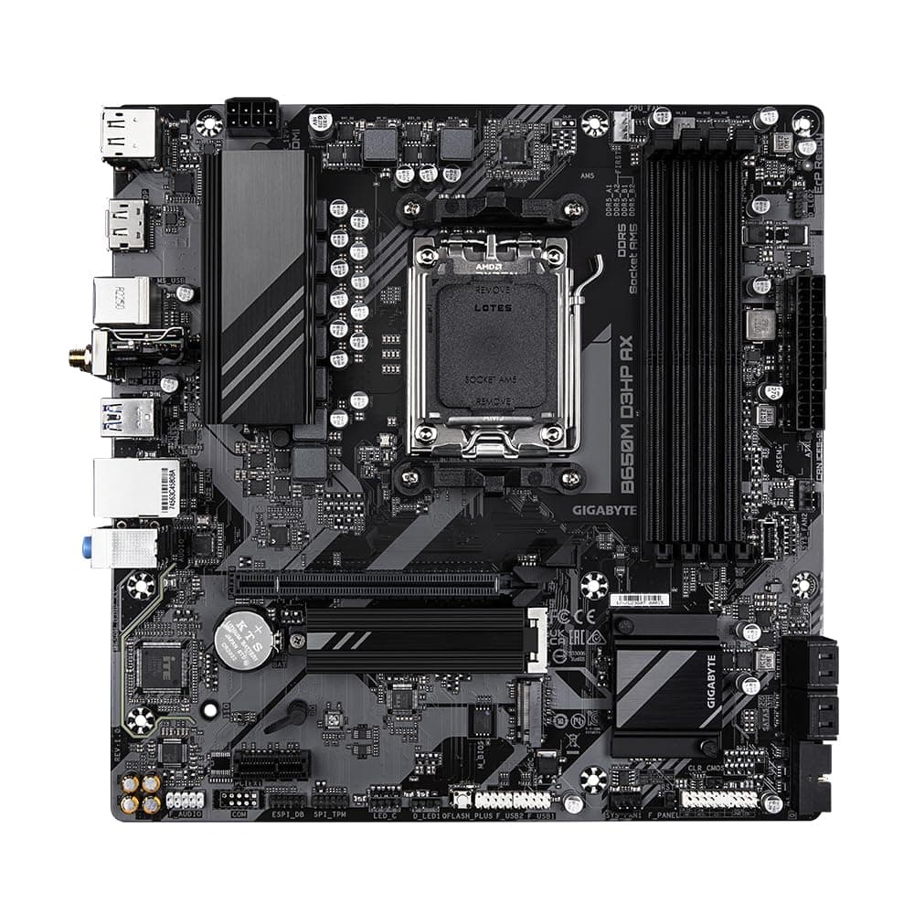GIGABYTE B650M D3HP AX Mainboard - AMD Ryzen 9000er-Serie, 5+2+2 Phasen VRM, bis zu 7600 MHz DDR5 (OC), 2xPCIe 4.0 M.2, 2,5 GbE LAN, WiFi 6E, USB 3.2 Gen 1 Bild 3