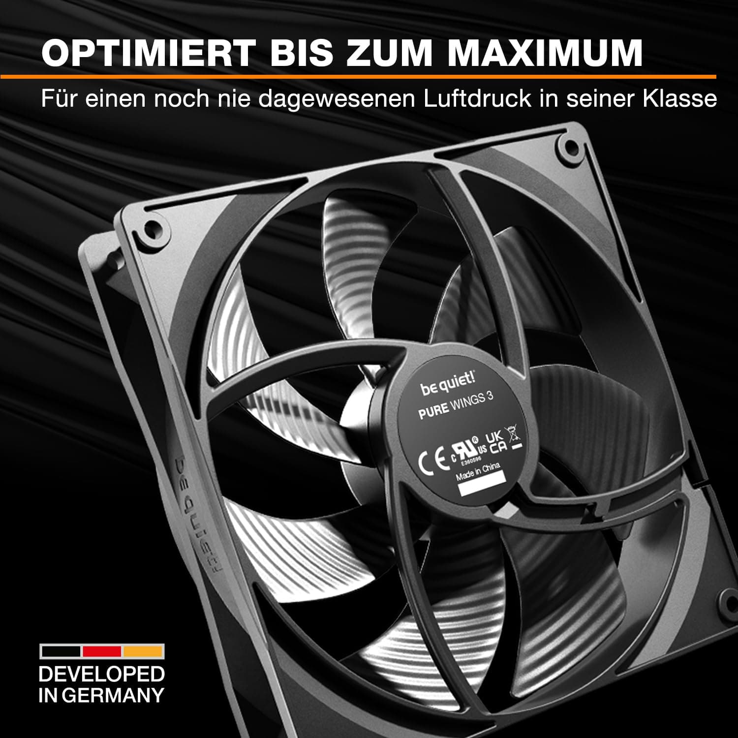 be quiet! Pure Wings 3 140mm PWM Lüfter, 3 Lüfter enthalten, hohe Höchstgeschwindigkeit, niedrige Mindestdrehzahl, optimierter Lüfterrahmen, hoher Luftdruck, sehr leiser Betrieb Bild 3