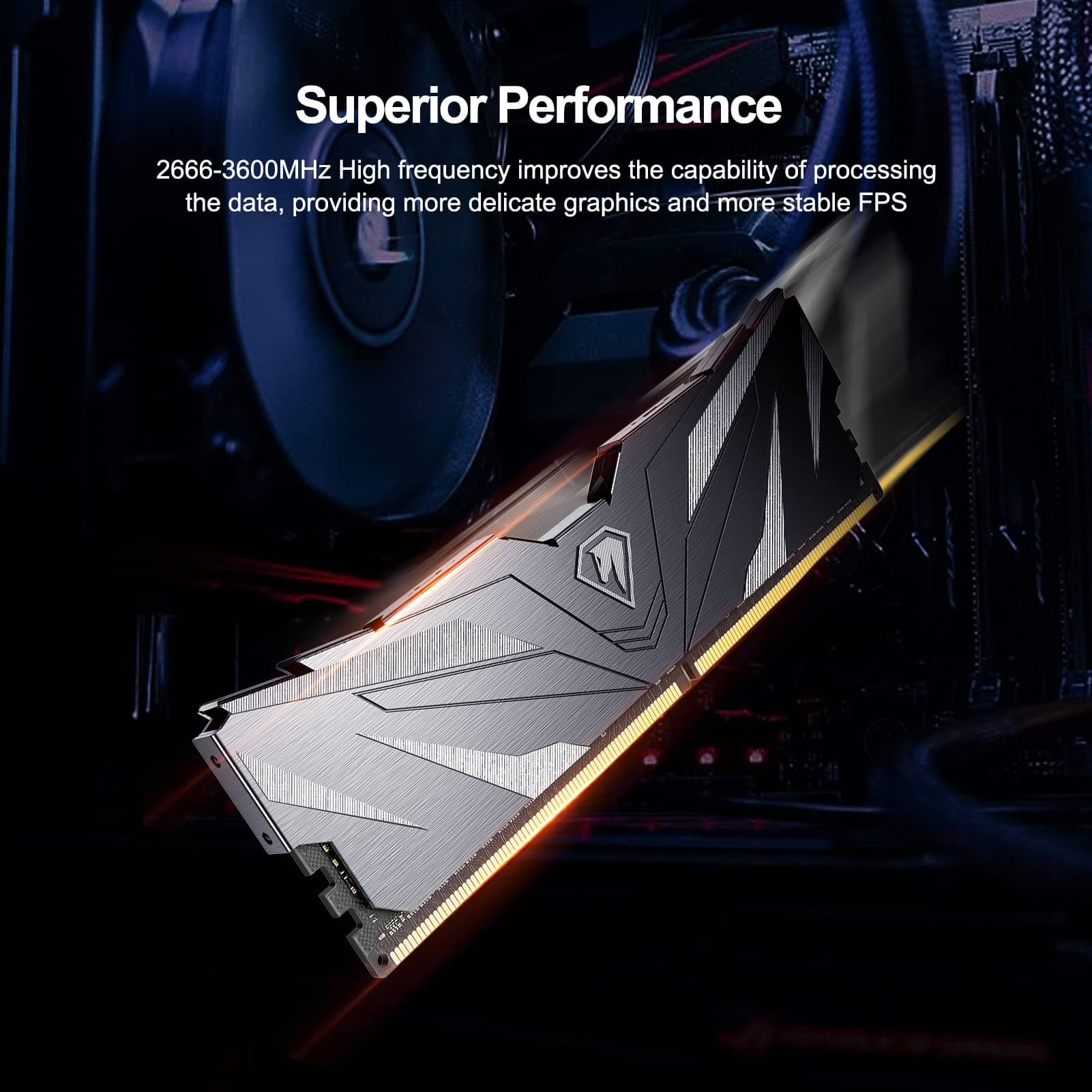 Netac DDR4 DRAM 32 GB Kit (2 x 16 GB) 3200 MHz XMP 2.0 Dual Channel RAM CL16 (PC4-25600) 1,35 V 288-Pin verbesserter Aluminium-Kühlkörper ideal für Gaming-Computer-Upgrade – Shadow II Serie 32GB Kit (2x16GB) 3200 MHz Schwarz Bild 3