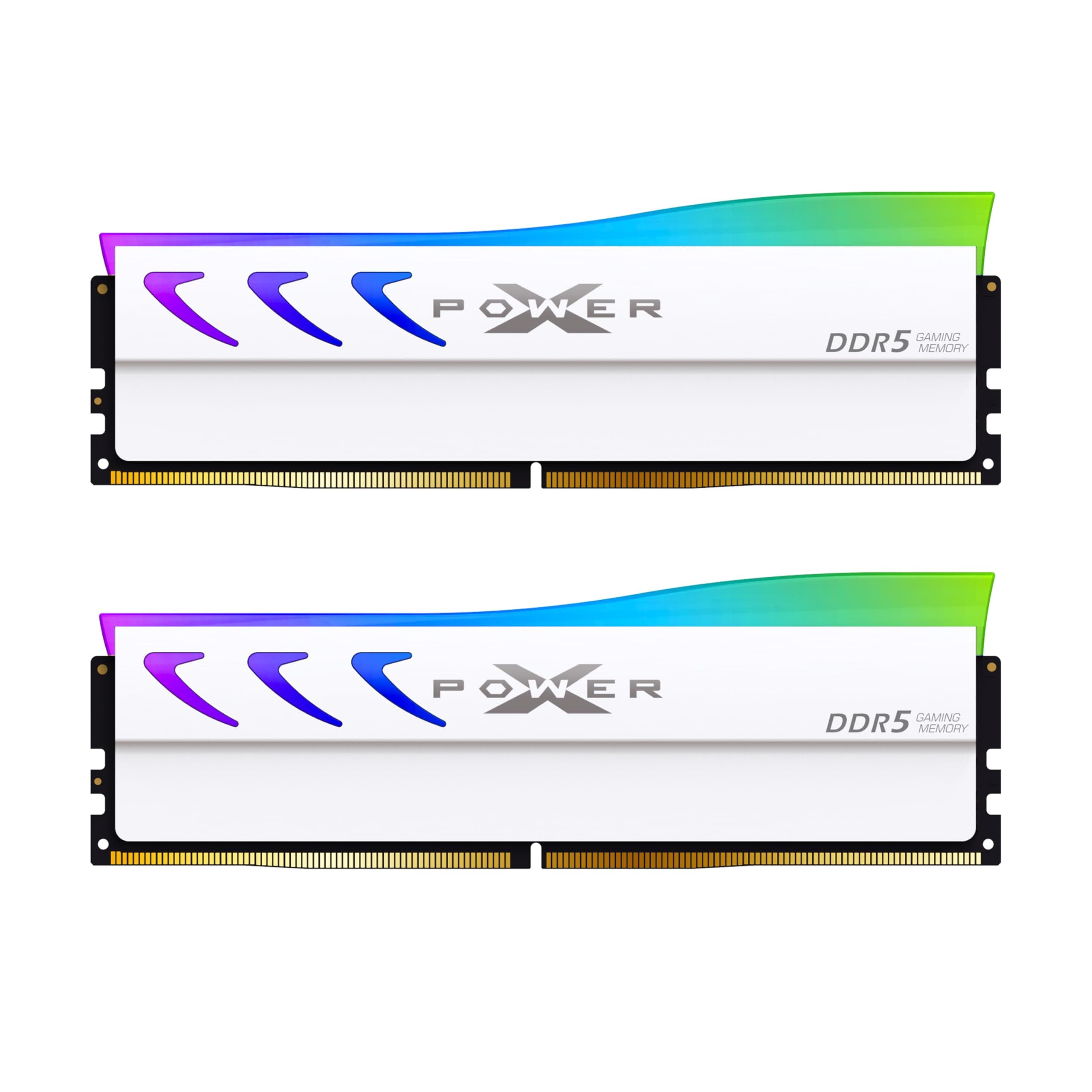 Silicon Power DDR5 64GB (2x32GB) Storm RGB 6000MT/s (PC5-48000) 288-pin CL38 1.35V UDIMM Desktop Arbeitsspeicher RAM SP064GXLWU60BFDL Weiß Bild 2