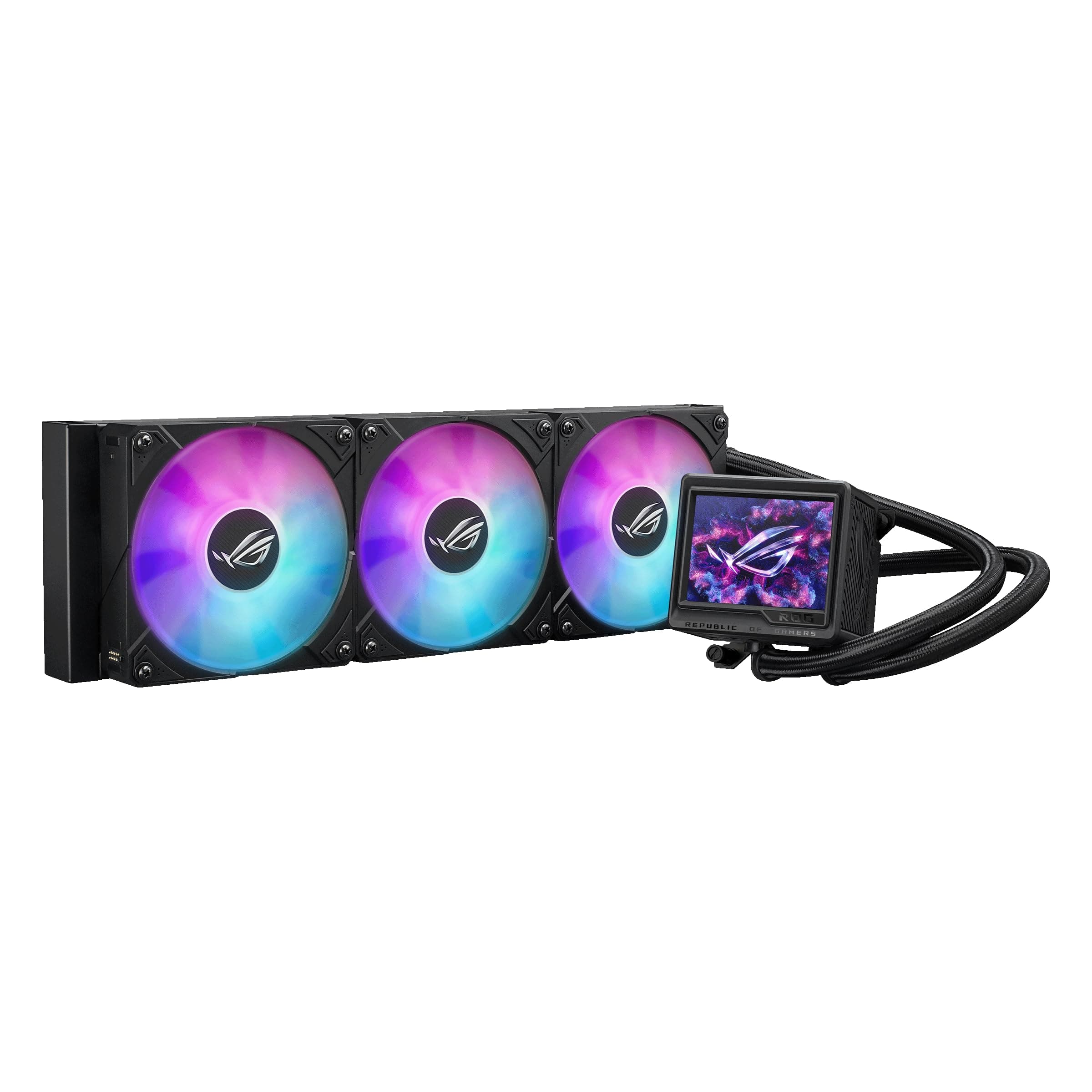 ASUS ROG Ryujin III 360 ARGB Extreme All-in-One-Flüssig-CPU-Kühler (3,5 Zoll LCD Bildschirm, Aseteks Emma Gen8 V2-Pumpe, verdickte magnetische ROG ARGB-Lüfter, Geräuschoptimierung, schwarz) Bild 5