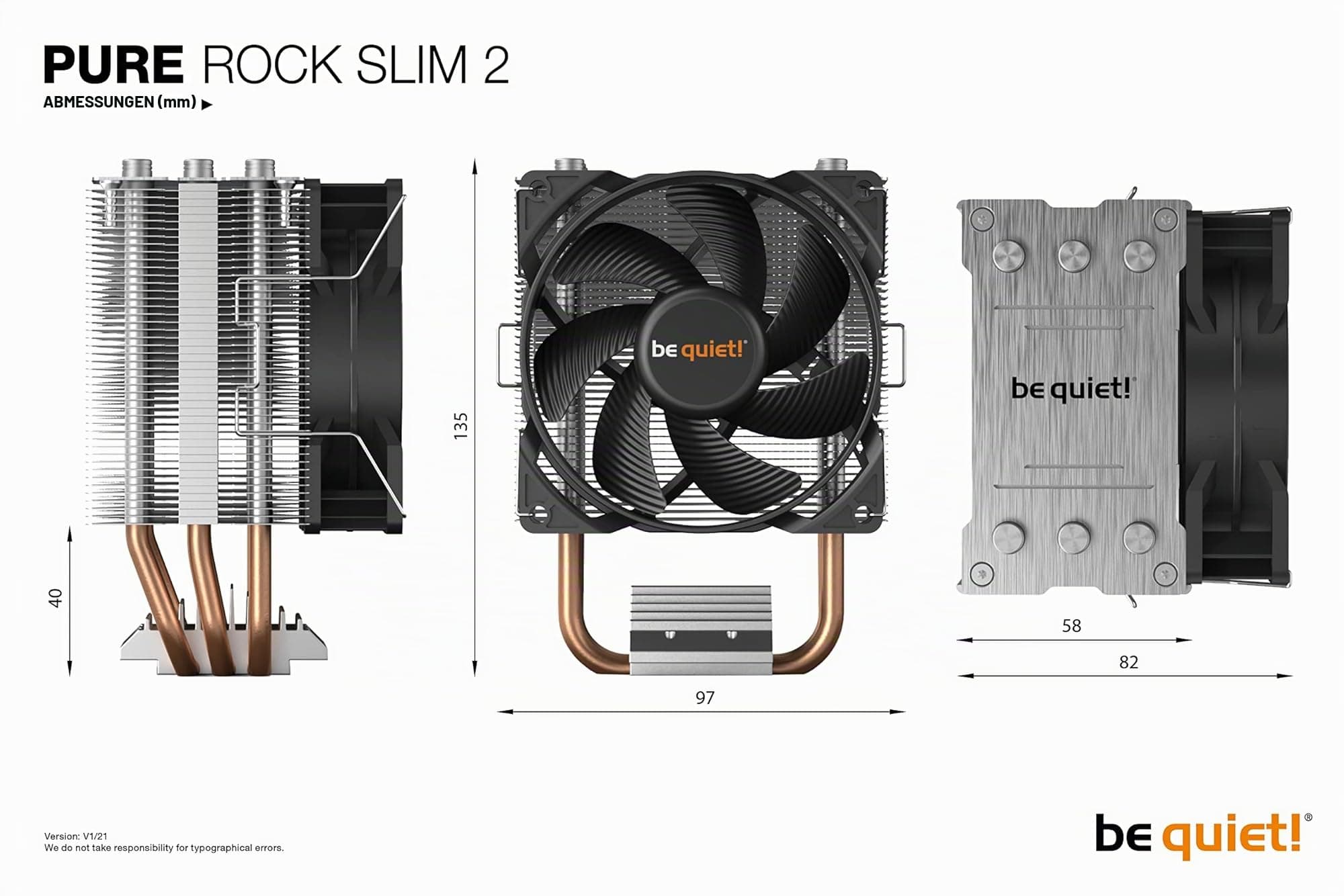 be quiet! Pure Rock Slim 2, CPU Kühler, 130W TDP, Pure Wings 2 92mm PWM Lüfter, 3 Heatpipes, asymmetrisches Design, Slim Tower Bild 5