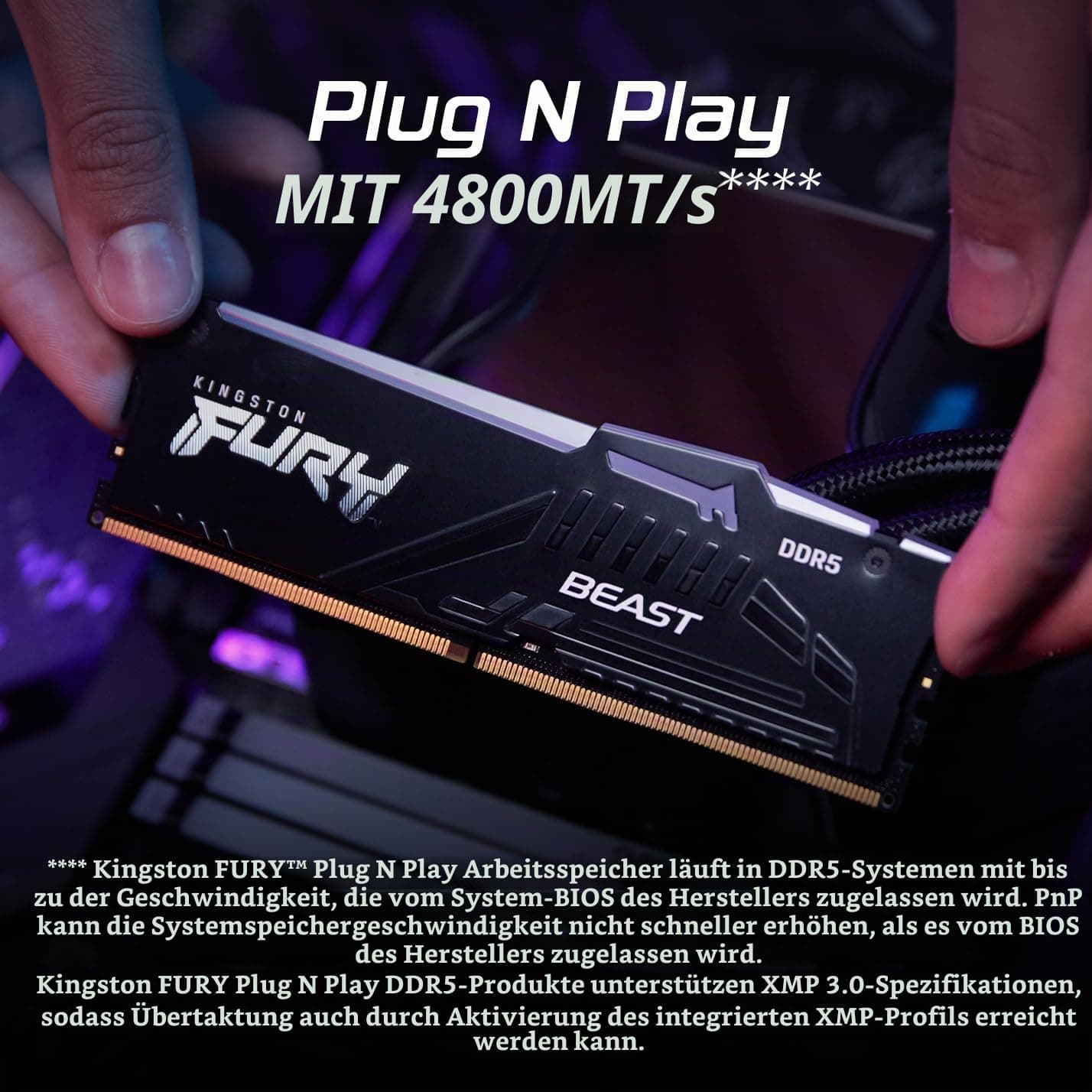 Kingston FURY Beast Schwarz RGB EXPO 16GB 6400MT/s DDR5 CL32 DIMM Desktop Gaming Speicher Einzelnes Modul - KF564C32BBEA-16 Bild 5