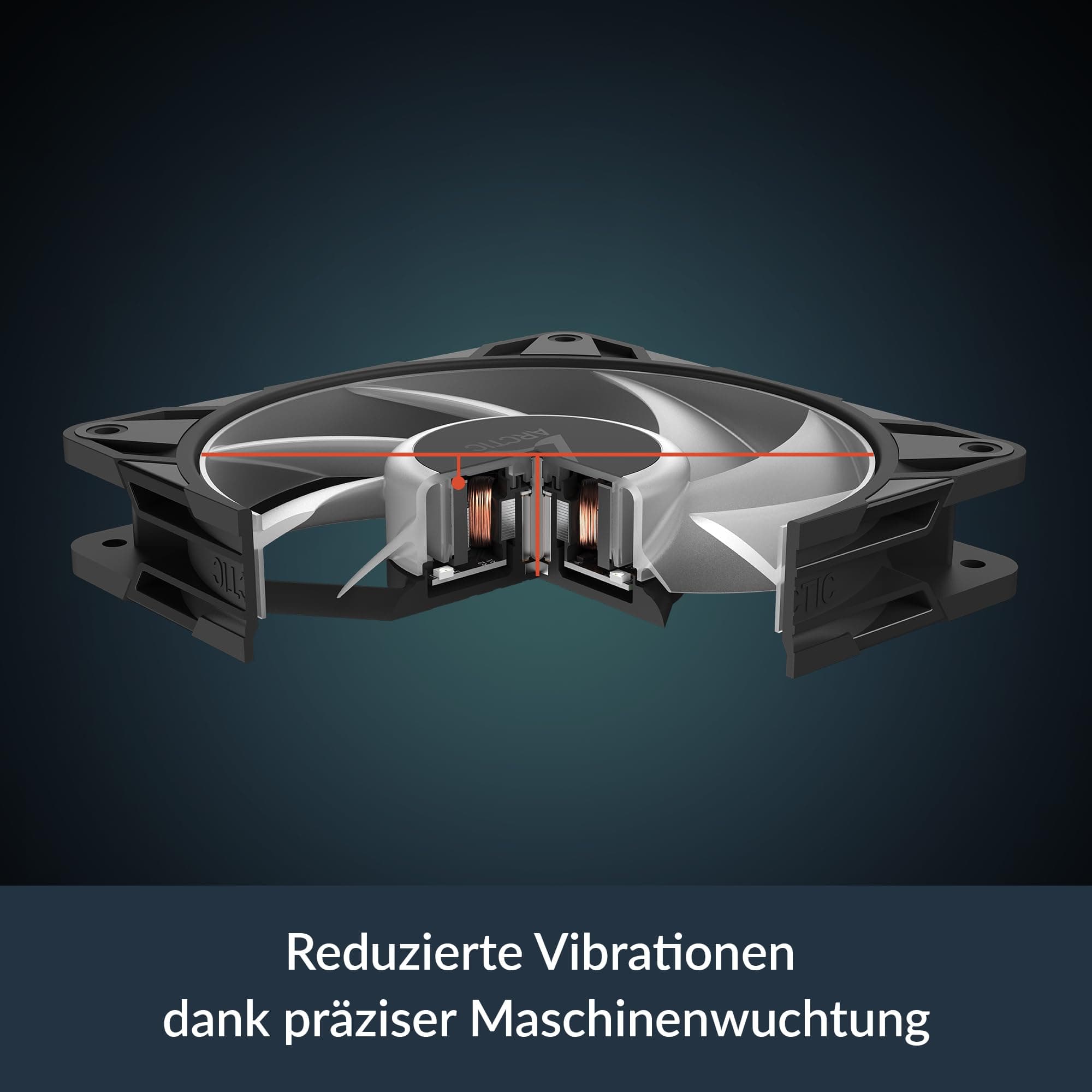 ARCTIC P12 Pro A-RGB (3 Stück) - Leistungsstarker Premium PC Lüfter, 120 mm PWM Case Fan mit Y-Kabelsplitter, 600–3000 rpm, 0 rpm <5% PWM, 5V Digital RGB, Hydrodynamisches Gleitlager, 4-Pin - Schwarz P12 Pro PST A-RGB (3 Stück) Bild 8