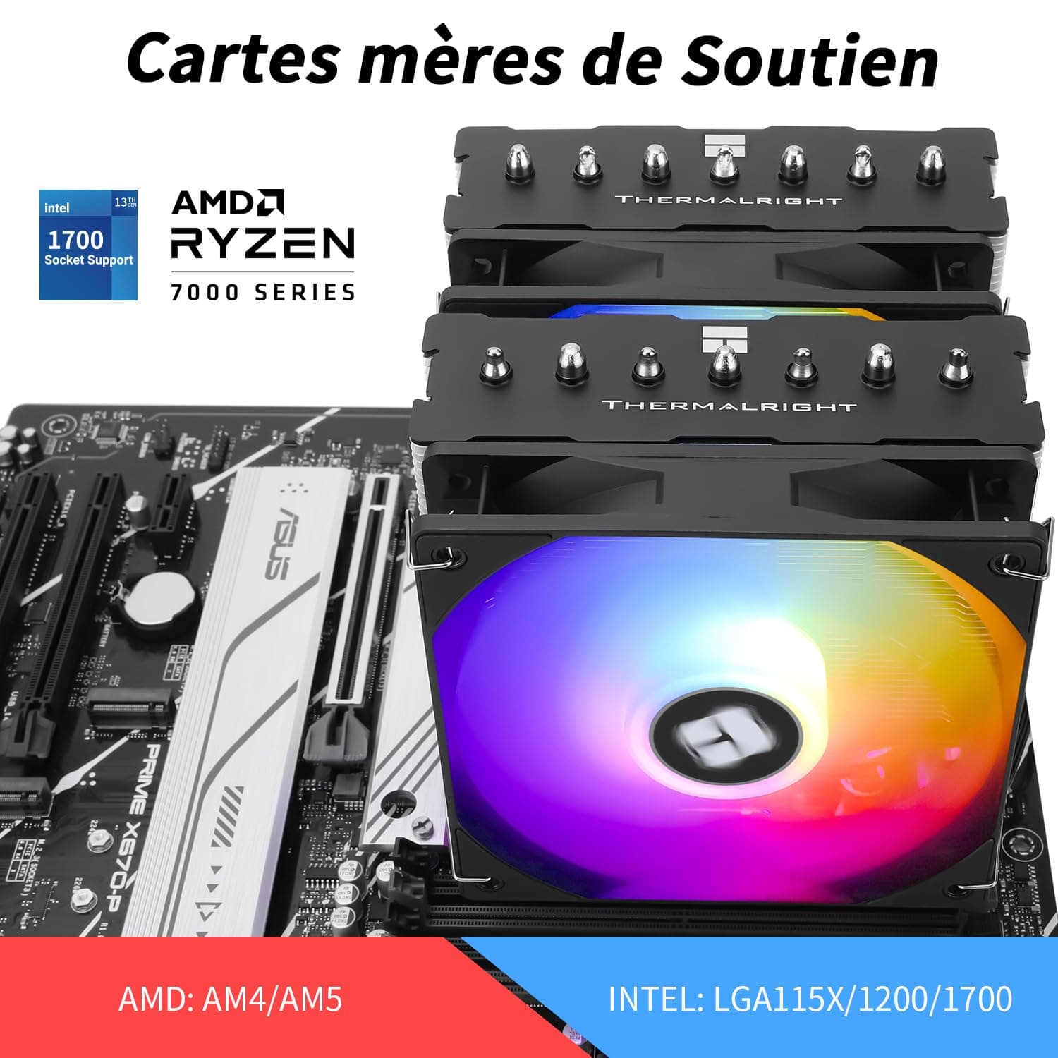 Thermalright Phantom Spirit 120SE ARGB CPU-Luftkühler, 7 Heatpipes CPU-Kühler, Dual 120mm TL-C12B-S V2 PWM-Lüfter, AGHP 4.0 Technologie, für AMD AM4/AM5/Intel lga1851/1700/1150/1151/1200, PC-Kühler PS120 SE ARGB Bild 8