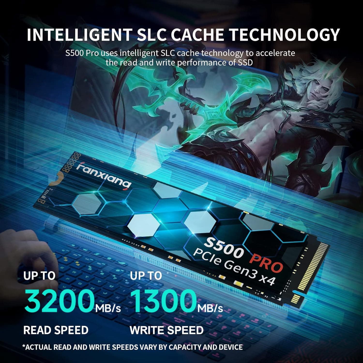 fanxiang M.2 SSD 512GB Interne NVMe SSD Festplatte PCIe 3.0, 3200MB/s Lesen, 1300MB/s Schreiben, SSD M.2 2280 mit SLC Cache, Kompatibel mit Laptop, Notebook und Desktop (S500Pro) Bild 3