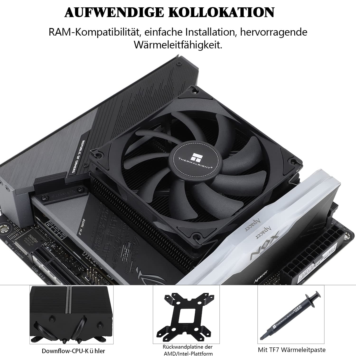 Thermalright AXP90-X53 Black Low Profile CPU-Luftkühler, 53mm Höhe, TL-9015B Slin PWM Lüfter, AGHP Technologie, für AMD AM4/Intel 1150/1151/1155/1156/1200 AXP90 X53 Black 53mm Bild 5