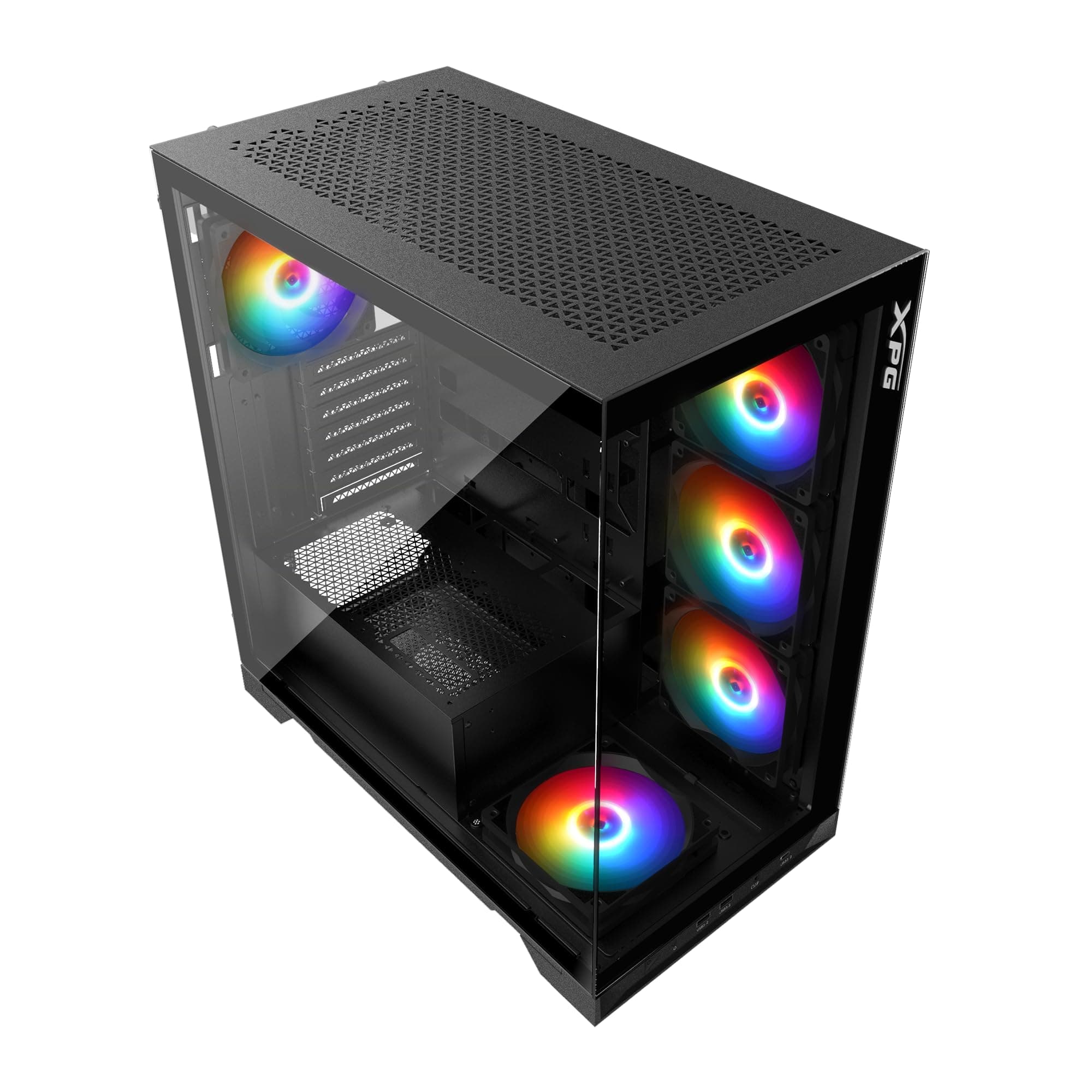 XPG by ADATA - Invader X - ATX Mid Tower Aquarium PC Case with 5 x ARGB Fans, VGA Support up to 400mm, CPU Cooler Support up to 175 mm, 1 x Riser Cable, 1 x GPU Holder - INVADERXMT-BKCWW Bild 2
