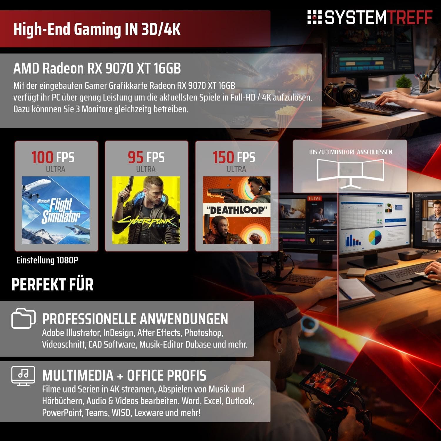 SYSTEMTREFF Gaming PC weiß AMD Ryzen 7 8700F 8x5GHz | AMD Radeon RX 9070 XT 16GB DX12 | 1TB M.2 NVMe | 32GB DDR5 RAM | Windows 11 | WLAN Desktop Computer Rechner für Gamer, Zocker & Streamer Bild 5