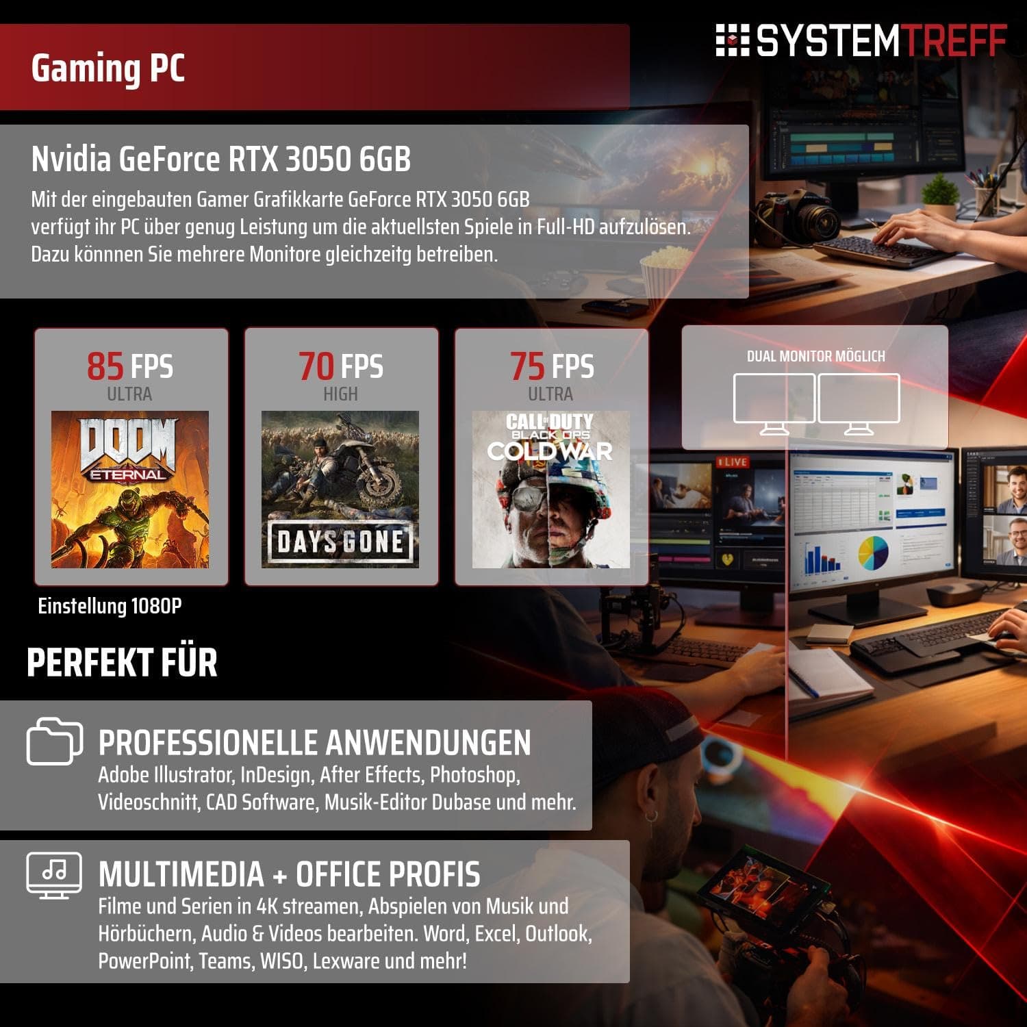 SYSTEMTREFF Basic Gaming PC weiß Intel Core i5-12600KF 6x4.9GHz | Nvidia RTX 3050 6GB | 512GB M.2 NVMe | 16GB DDR4 RAM | Windows 11 | Desktop Computer Rechner für Gamer, Zocker & Streamer Bild 5
