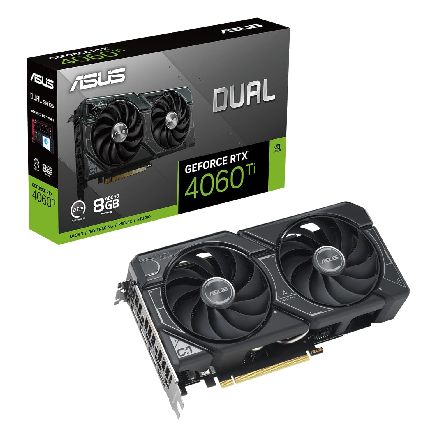 ASUS Dual GeForce RTX 4060 Ti OC Edition 8GB GDDR6 Gaming Grafikkarte schwarz (Nvidia GeForce RTX4060Ti DLSS 3, PCIe 4.0, 1x HDMI 2.1, 3X DisplayPort 1.4a, DUAL-RTX4060TI-O8G) Bild 2