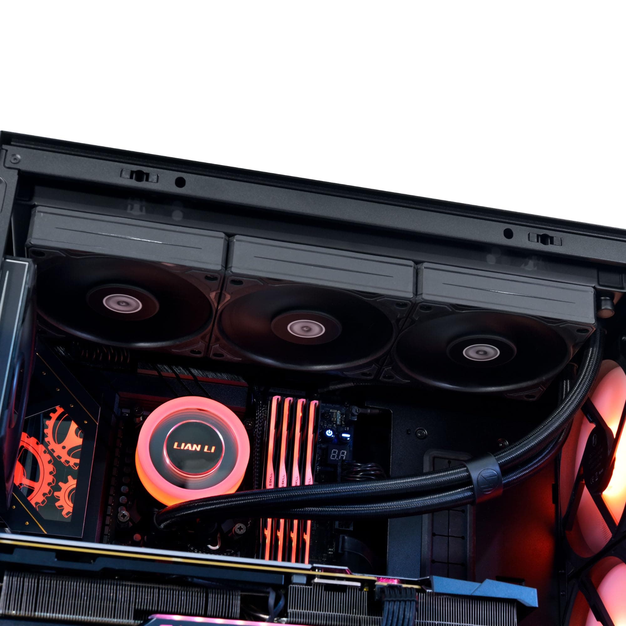 Lian Li GA II Lite 360 Performance AiO-Wasserkühlung mit Unendlichkeitsspiegel, 3x PWM-Lüfter, 360-mm-Radiator, drehbares Logo, schwarz Bild 3