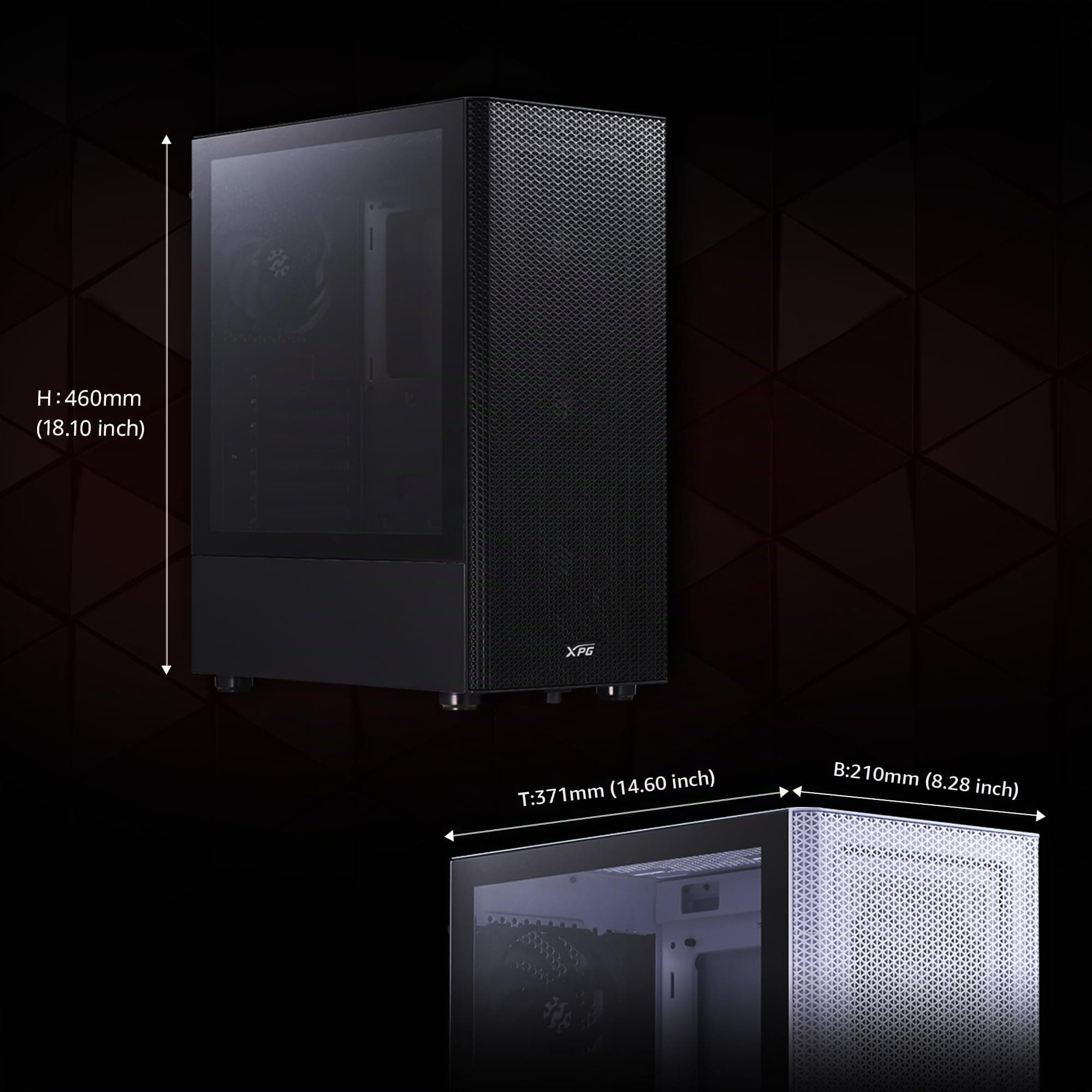 XPG Valor MESH (kompaktes ATX-Mid-Tower-Gehäuse, MESH-Frontpanel-Design, 3mm-gehärtetes Glas-Seitenpanel, vorinstallierte x4 120mm Lüfter) Bild 8