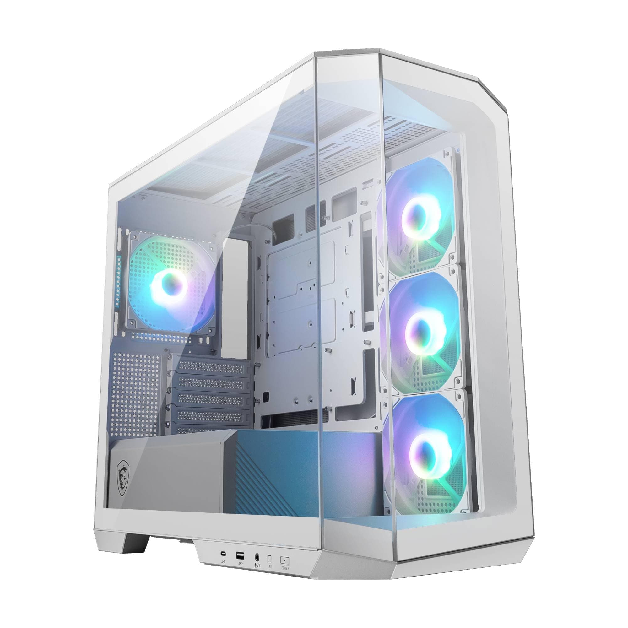 MSI MAG PANO M100L PZ Weiß Micro-ATX PC-Gehäuse - Micro-ATX-Kapazität, GPU-Support-Ständer, Füllstandsanzeige, Staubfilter, 33 mm Kabelführungsraum, USB Typ-C (20Gbps)