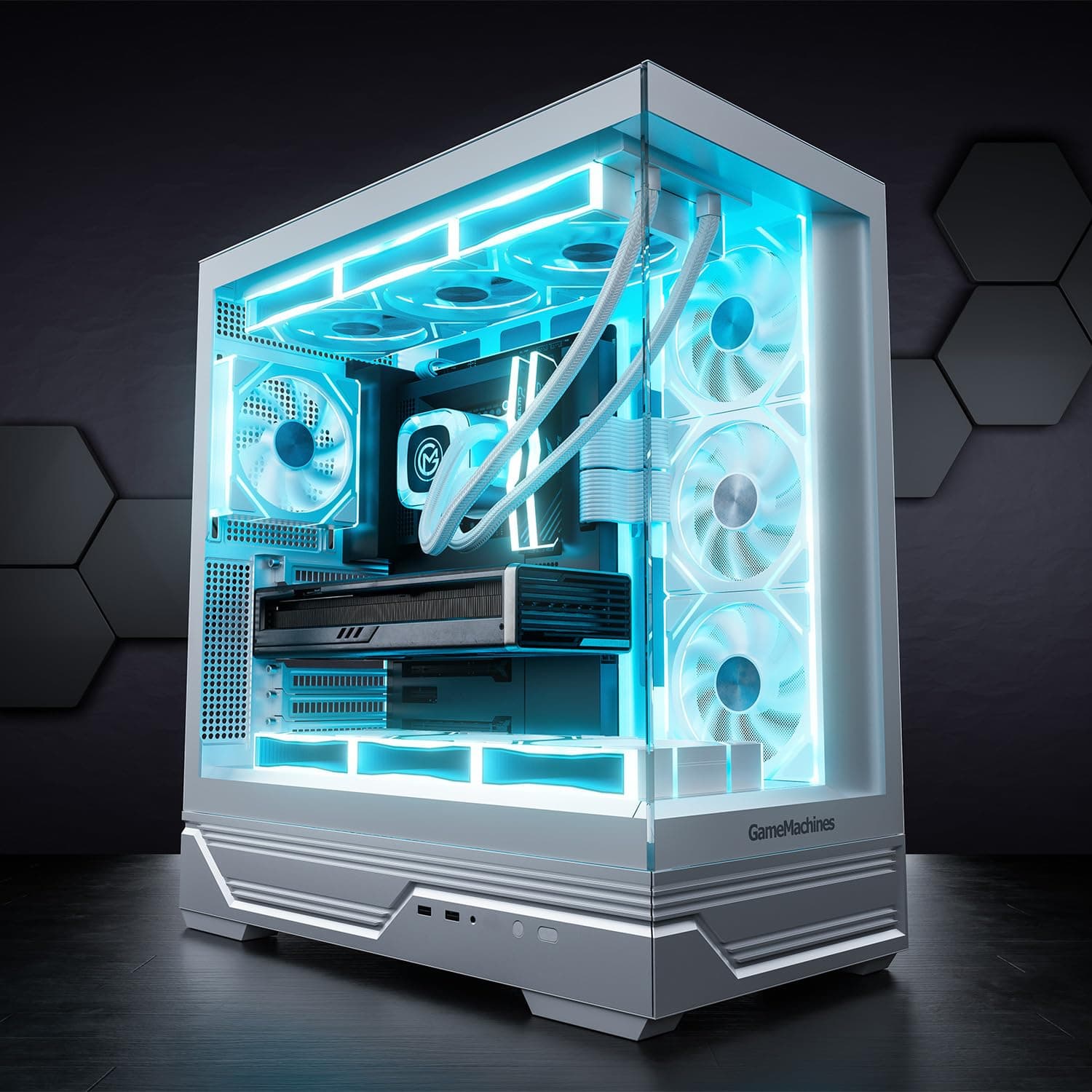 GameMachines Apex Snow Edition - Gaming PC - Wasserkühlung - AMD Ryzen 7 5700X - NVIDIA RTX 5060 Ti 8GB - 1000GB SSD - 32GB DDR4 (Nicht RGB) - ASUS ROG Strix Mainboard - WLAN - Windows 11 Pro Ryzen 7 5700X + 5060 Ti Apex Weiss