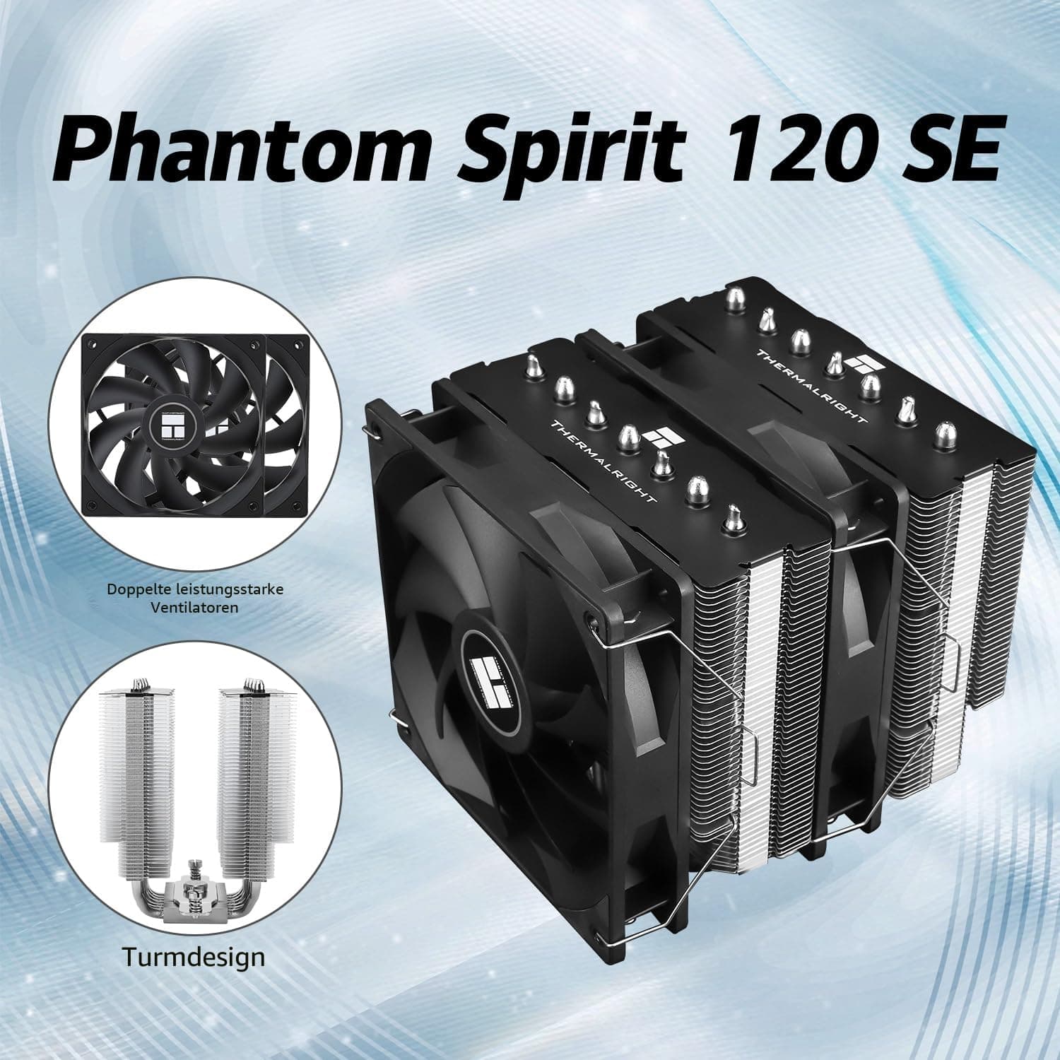 TR Phantom Spirit 120SE CPU-Kühler, CPU-Kühler mit 7 Heatpipes, Doppel-Lüfter 120 mm TL-C12B V2 PWM, AGHP 4.0, für AMD AM4 AM5/Intel 1700/1150/1151/1200 PS120SE Bild 3