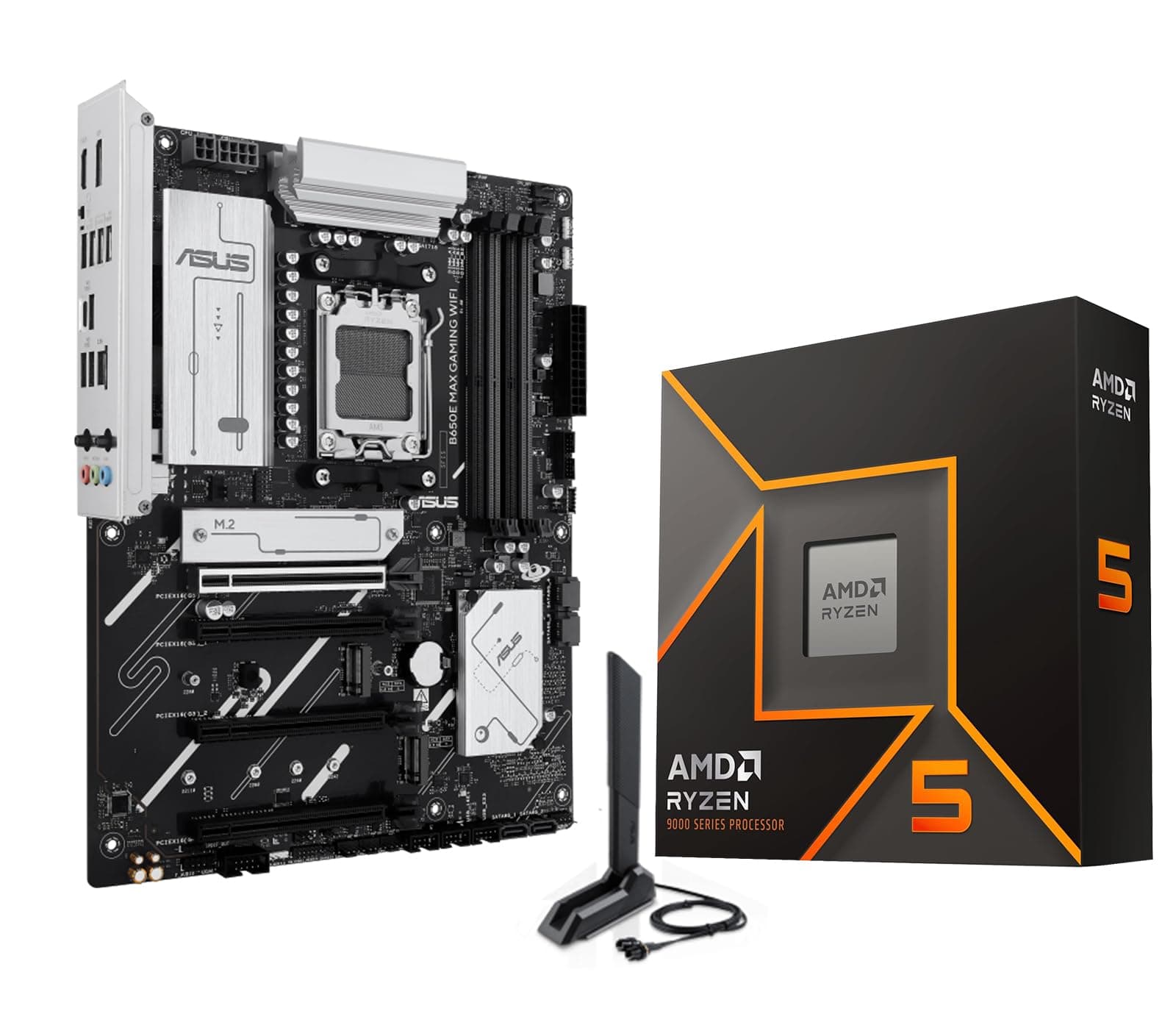 MICRO CENTER AMD Ryzen 5 9600X CPU Prozessor Bundle mit ASUS B650E MAX Gaming WiFi AM5 ATX Motherboard (DDR5, PCIe 5.0, 3X M.2, Wi-Fi 6E) AMD Ryzen 5 9600X+ ASUS B650E MAX Gaming WiFi