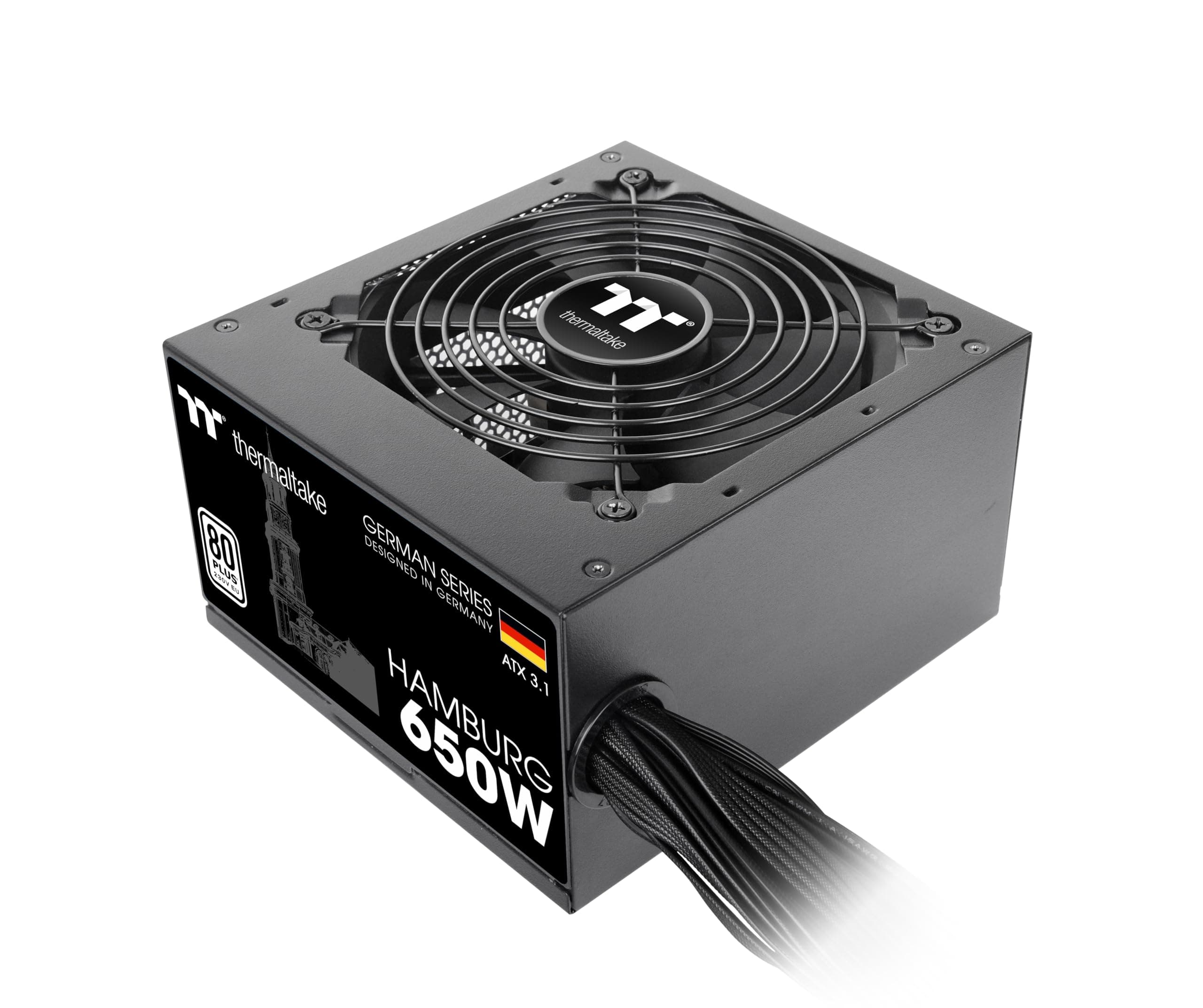 Thermaltake Hamburg 650W Netzteil | German Series | ATX 3.1 | 80 Plus White | Non-Modular | 2× PCIe 6+2 Pin | Leiser 120mm Lüfter | DC-to-DC Bild 2