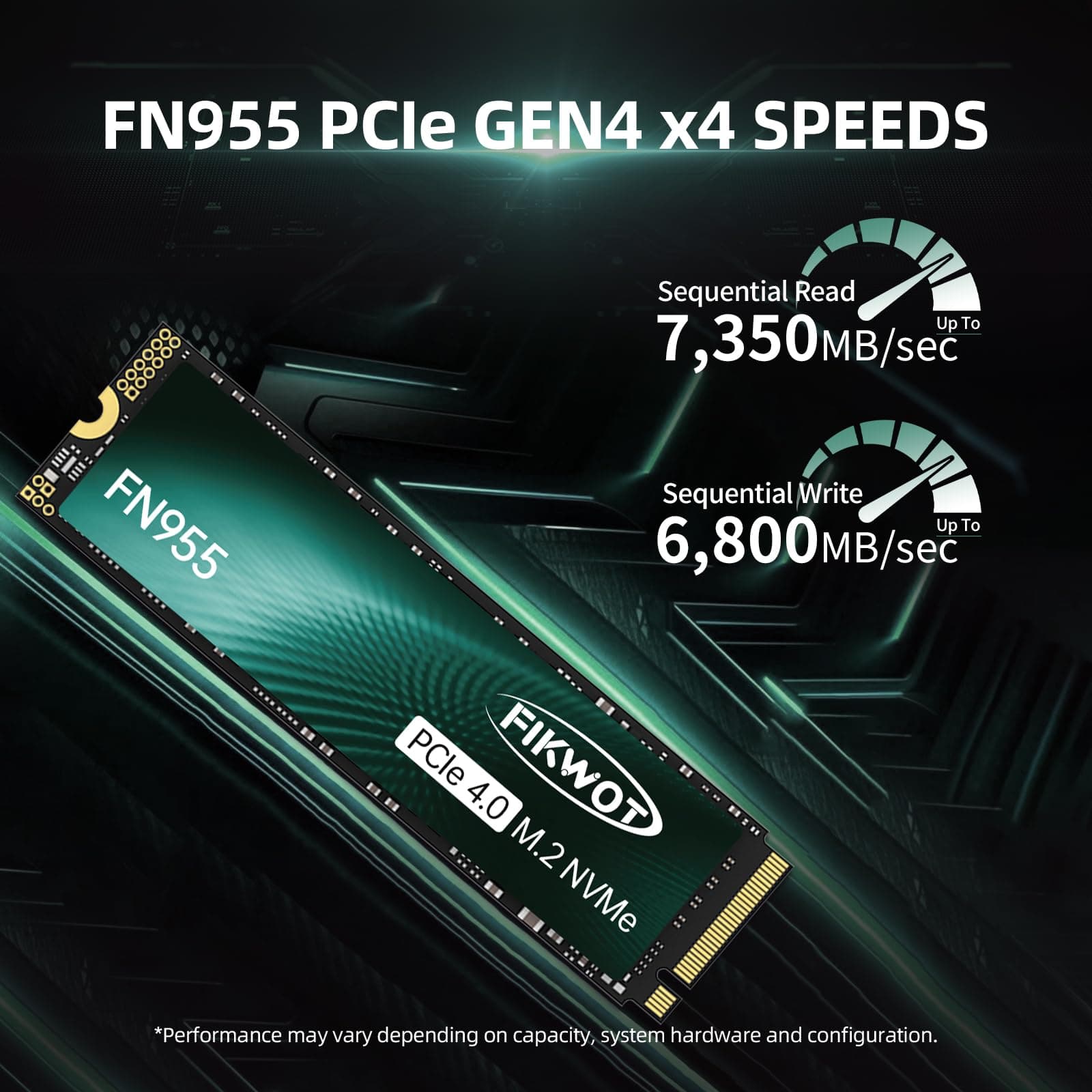 Fikwot FN955 1TB M.2 PCIe Gen4 Internes Solid State Drive mit Graphene Kühlaufkleber - Bis zu 7350 MB/s, Dynamischer SLC Cache, Kompatibel mit Laptops und PC Desktops Bild 3