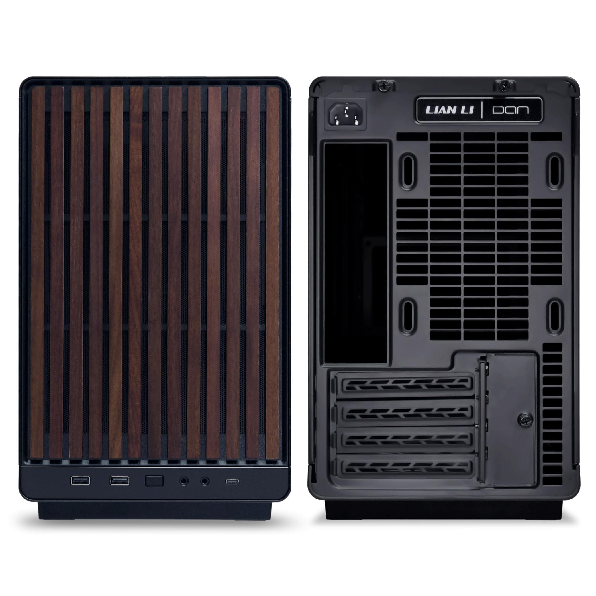 Lian Li DAN Cases A3-mATX Wood Edition PC-Gehäuse, Micro-ATX, Tempered Glass, Walnuss-Holz, schwarz Walnuss Schwarz Hartglas Bild 5