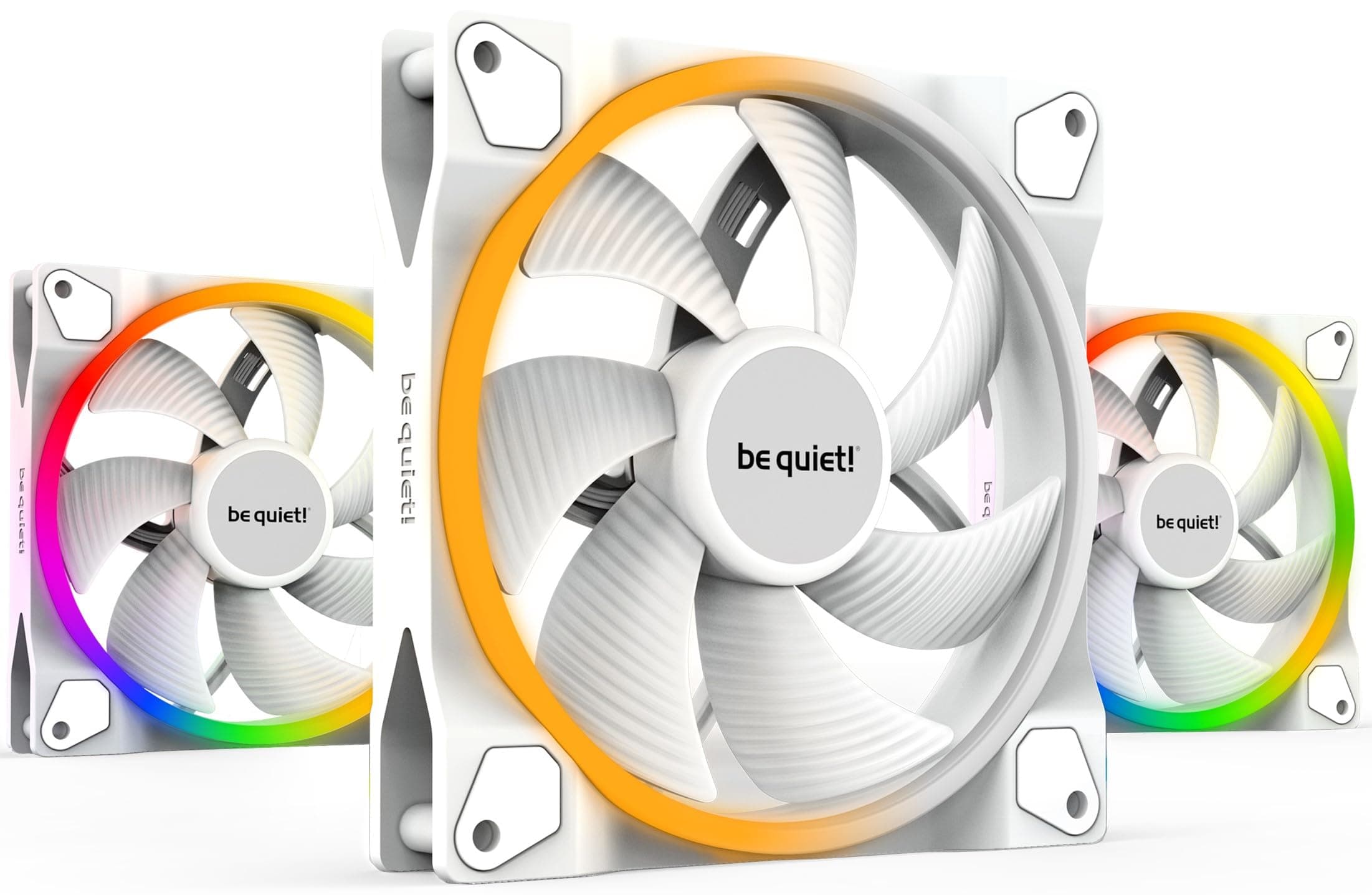 be quiet! Light Wings 140mm PWM White 3er-Pack ARGB LED Gehäuselüfter, extrem leise 23,3 dB(A), hoher Airflow, Dual-Side Beleuchtung, inkl. ARGB Hub Bild 2