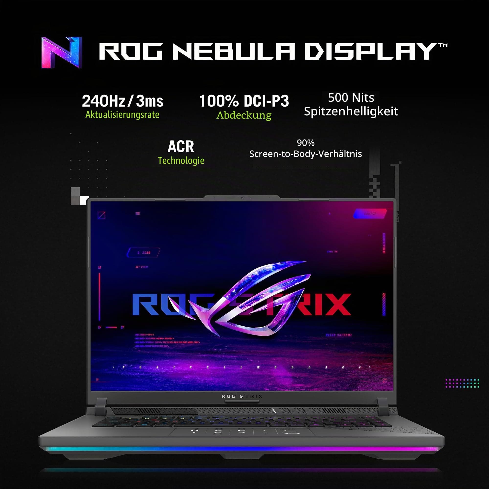 ASUS ROG Strix G16 (2025) Gaming Notebook, 16 Zoll ROG Nebula 16:10 2.5K 240Hz/3ms, NVIDIA GeForce RTX 5070 Ti, AMD Ryzen 9 9955HX3D, 32GB DDR5-5600, 1TB PCIe e Gen 4 SS D, Wi-Fi 6E, Win 1 1 Stück R9 X3D | RTX5070 Ti Bild 4