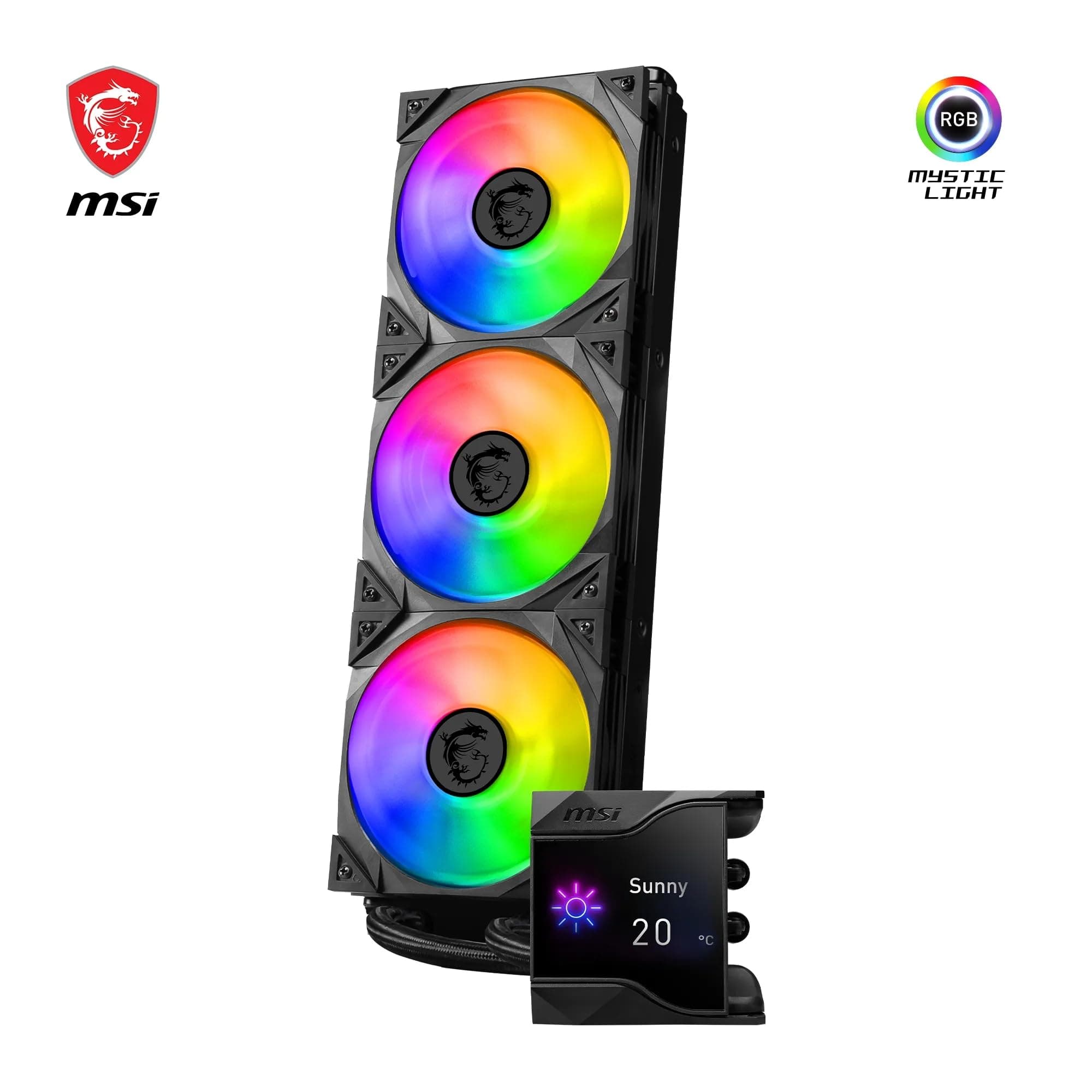 MSI MPG CORELIQUID D360 CPU-Flüssigkeitskühler - Pumpe mit 60-mm-Lüfter, 3 x 120-mm-ARGB-Lüfter, verdunstungssichere Schläuche, Mystic Light Software-Unterstützung - AMD- & Intel-Sockel-kompatibel Bild 5