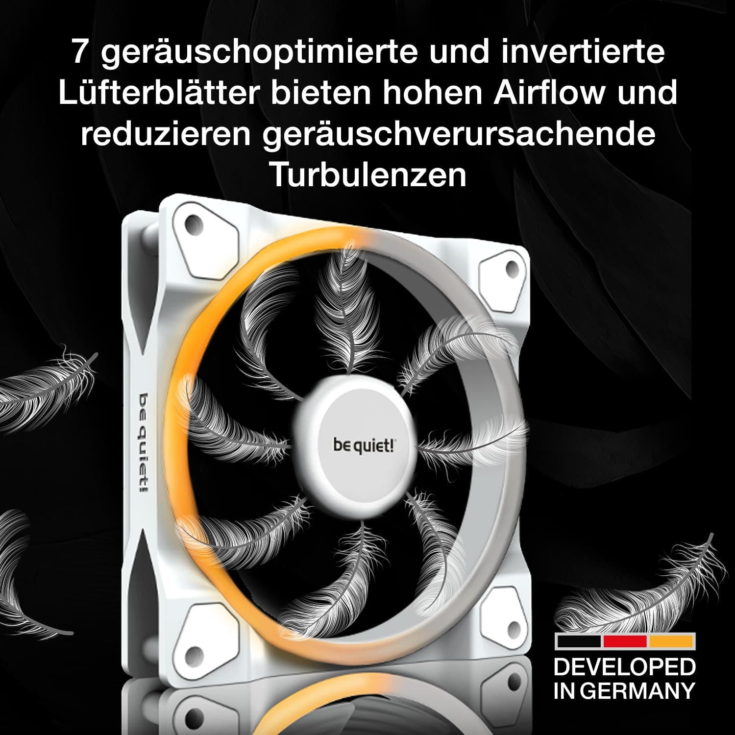 be quiet! Light Wings 140mm PWM Reverse White, 7 invertierte Lüfterblätter, hoher Airflow, ideal für die Seite oder am Boden des Gehäuses, ARGB-Beleuchtung, vielzählige Farben, sehr leiser Betrieb Bild 3