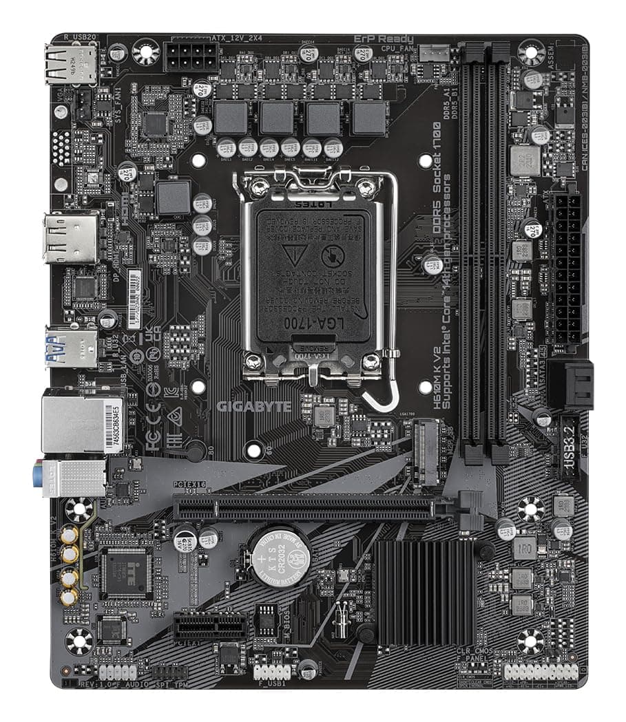 GIGABYTE H610M K V2 Mainboard – Intel Core 14. Generation CPUs, bis zu 5600 MHz DDR5, 1xPCIe 3.0 M.2, 1GbE LAN, USB 3.2 Gen 1 Bild 3