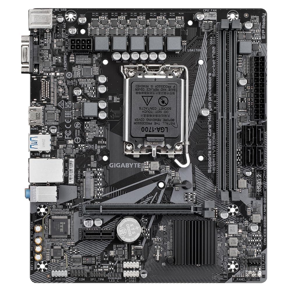 GIGABYTE H610M H V3 DDR4 Mainboard - Unterstützt Intel Core Prozessoren 14th CPUs, 4+1+1 Hybrid Phases Digital VRM, up to 3200MHz DDR4, 1xPCIe 3.0 M.2, GbE LAN, USB 3.2 Gen 1 Bild 3