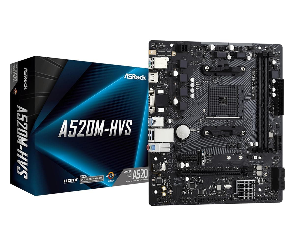 MB ASRock A520M-HVS AM4 M-ATX Retail Schwarz Bild 2