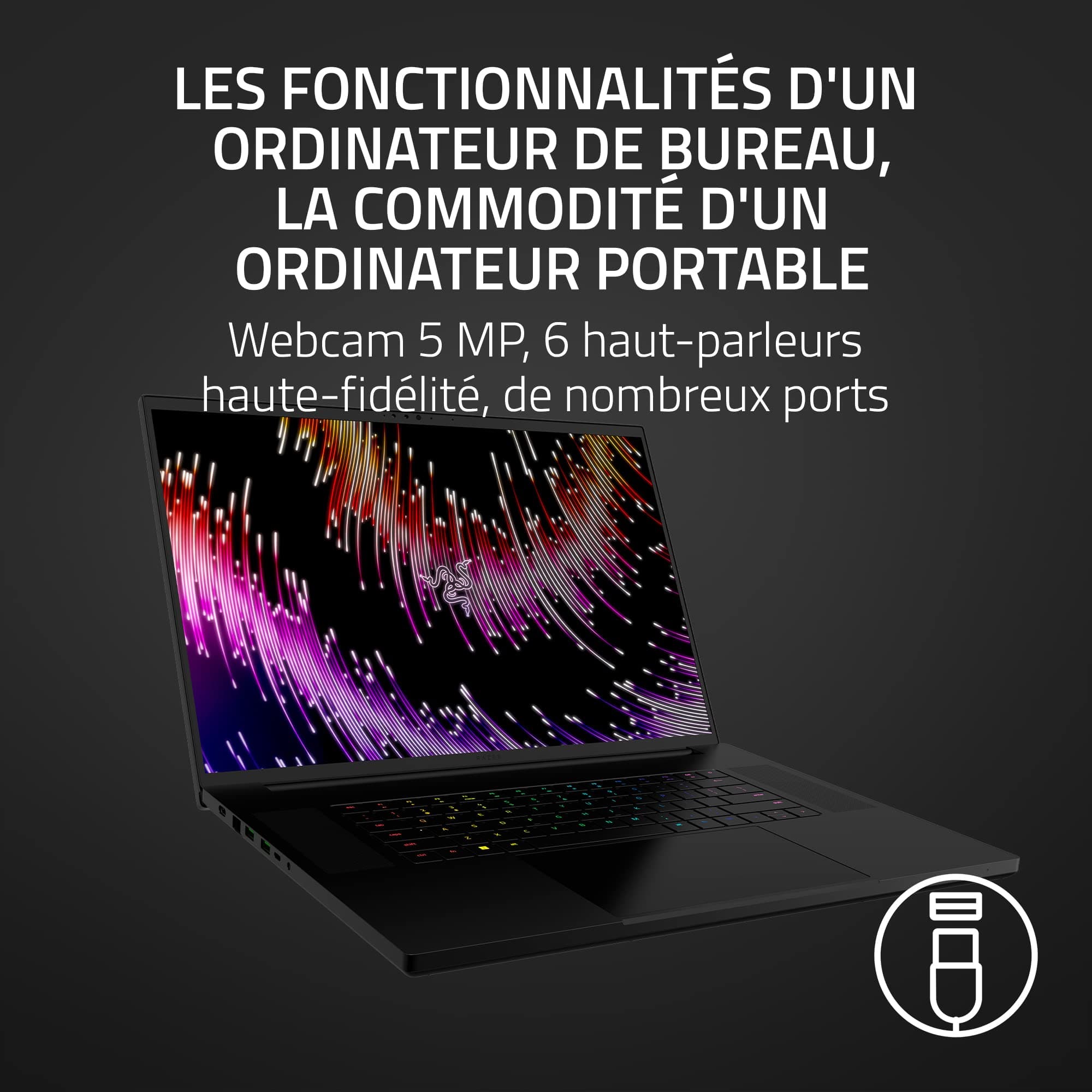 Razer Gaming Blade Laptop 18 Zoll – Display QHD+ 240 Hz – Intel Core I9 13950HX – 16 GB DDR5 5600 MHz – RTX4070 TDP 140 W – 1 TB SSD NVME – Tastatur Azerty 18'' - 2023 4070 Bild 6