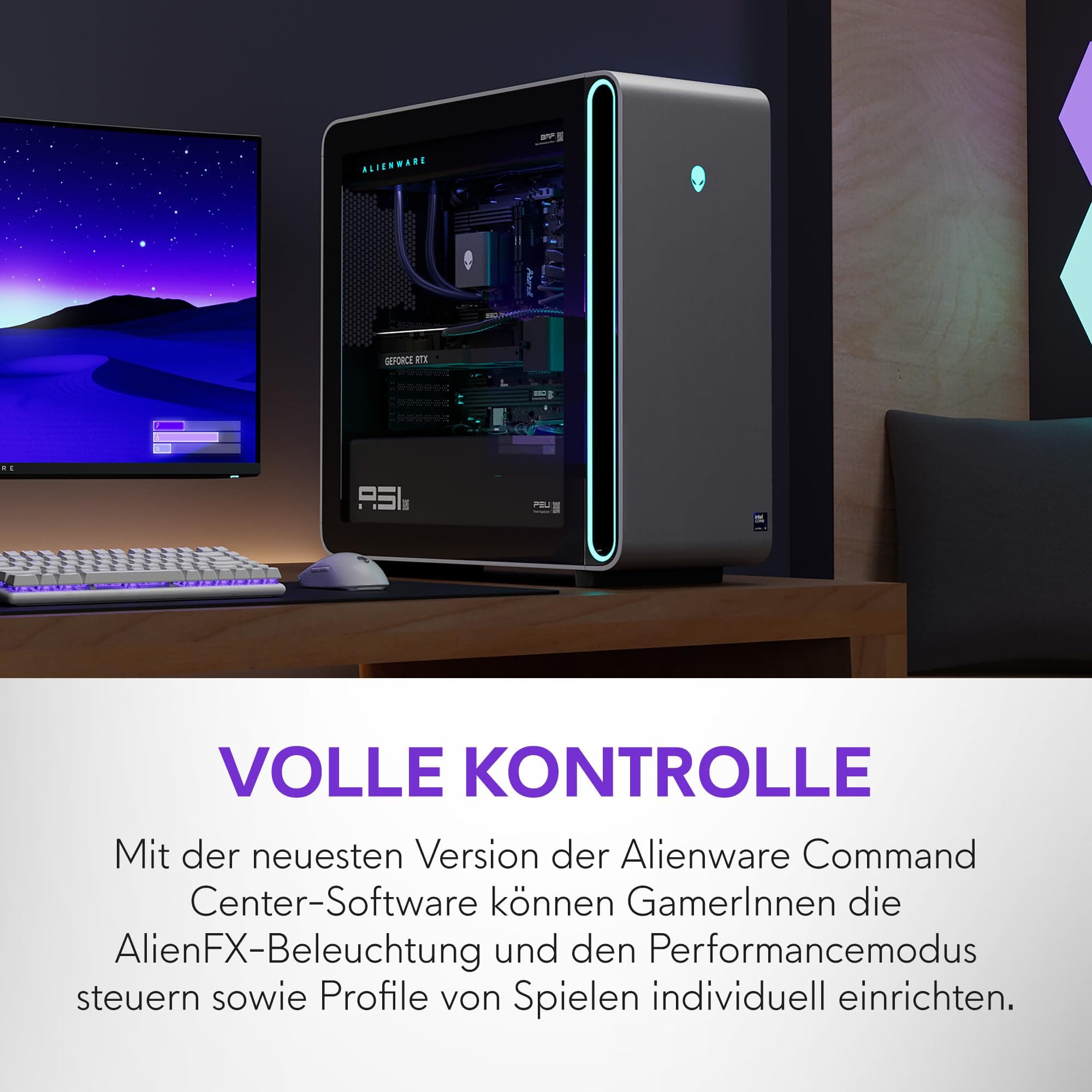 Alienware Area-51 Gaming Desktop - Intel Core Ultra 9 Series 2, Nvidia GeForce RTX 5090, 64GB RAM, 4TB SSD, Liquid-Cooled CPU, Windows 11 Home, AlienFX - Lunar Silver Intel Core Ultra 9 285K 64 GB 4 TB NVIDIA RTX 5090 Bild 8