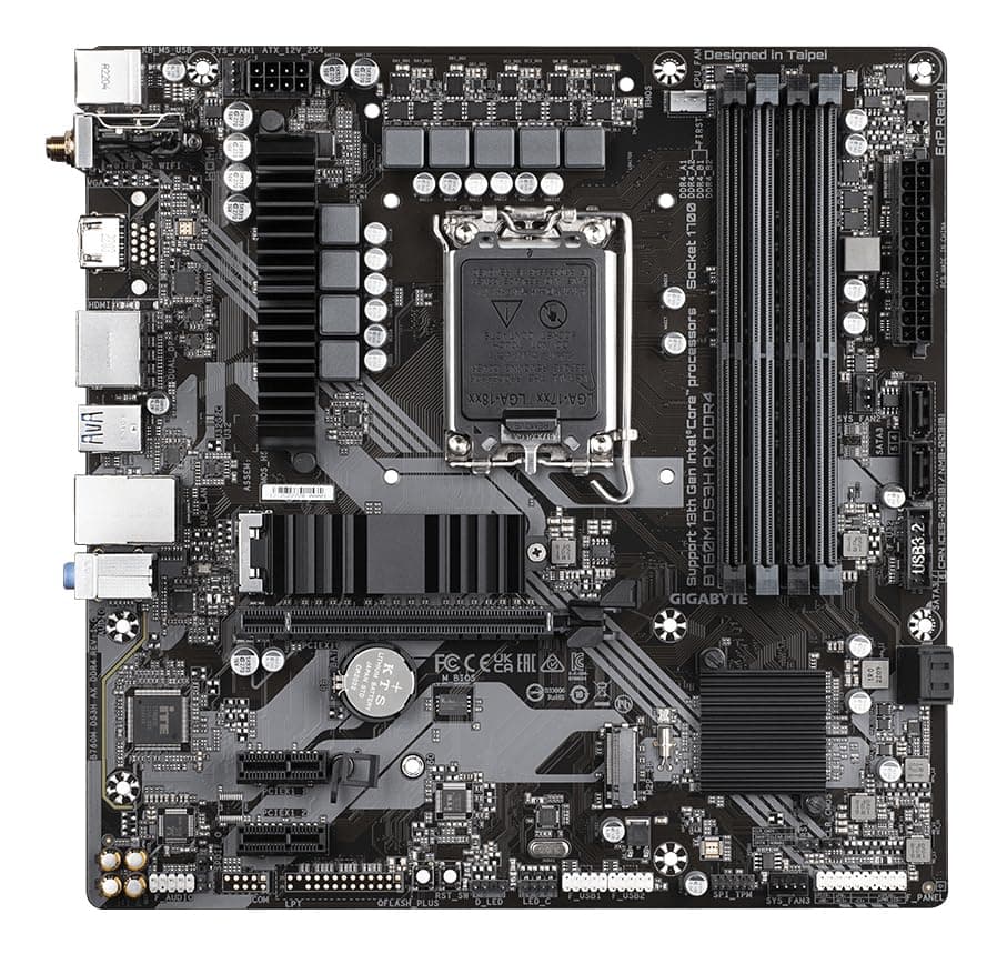 GIGABYTE B760M DS3H AX DDR4 Motherboard - Unterstützt Intel Core 14. Generation CPUs, 6+2+1 Phasen Digital VRM, bis zu 5333MHz DDR4 (OC), 2xPCIe 4.0 M.2, Wi-Fi 6E, 2.5GbE LAN, USB 3.2 Gen2 Bild 6