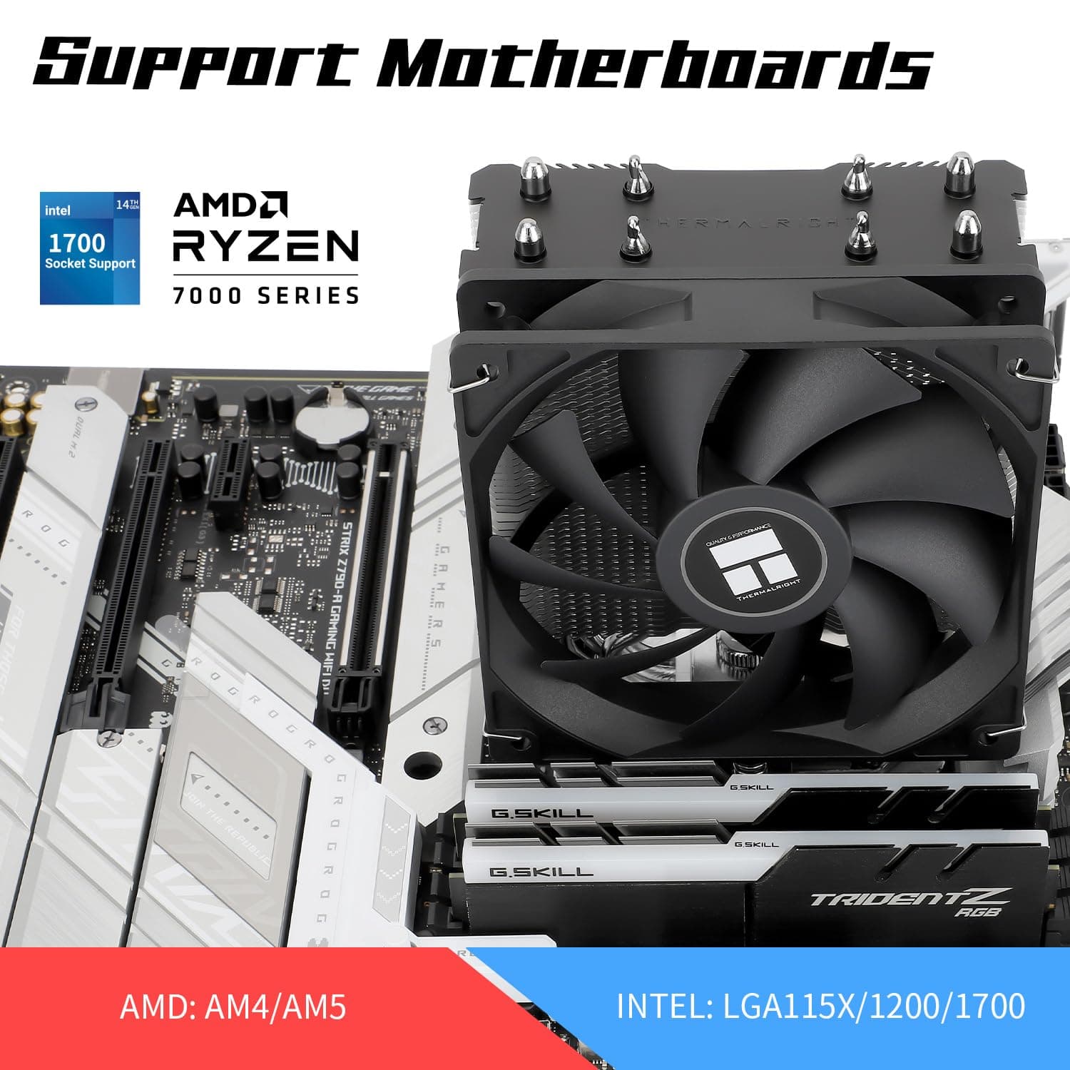 Thermalright Assassin X 120 SE CPU-Luftkühler, 4 Heatpipes, TL-C12C PWM Leiser Lüfter CPU-Kühler mit S-FDB-Lager, für AM4/AM5/Intel LGA1150/1151/1200/1700/1851 Bild 5