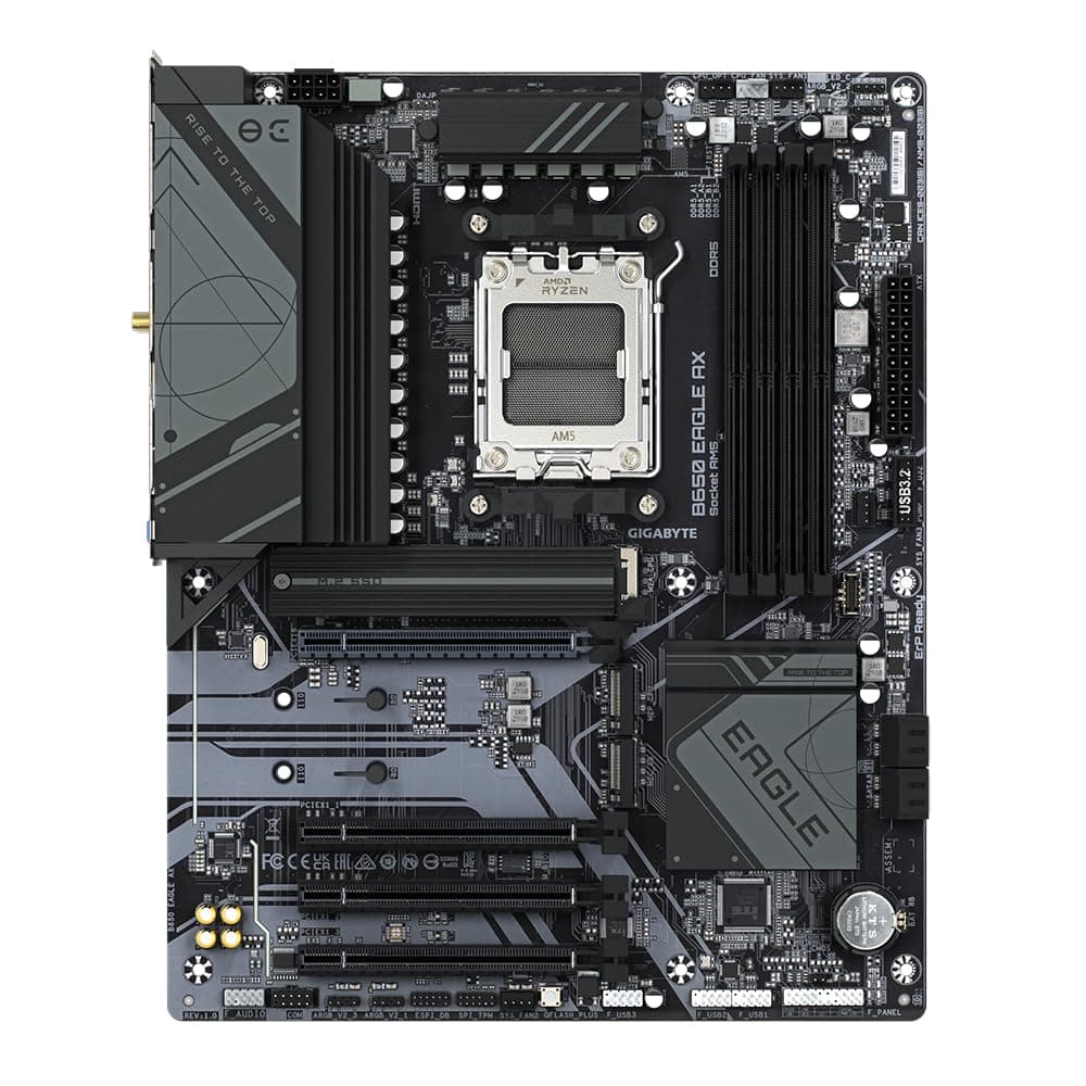 GIGABYTE B650 Eagle AX Mainboard - AMD Ryzen 9000er-Serie, 12+2+2 Phasen VRM, bis zu 7600 MHz DDR5 (OC), 1xPCIe 5.0 + 2xPCIe 4.0 M.2, GbE LAN, WiFi 6E, USB 3.2 Gen 2 Bild 3