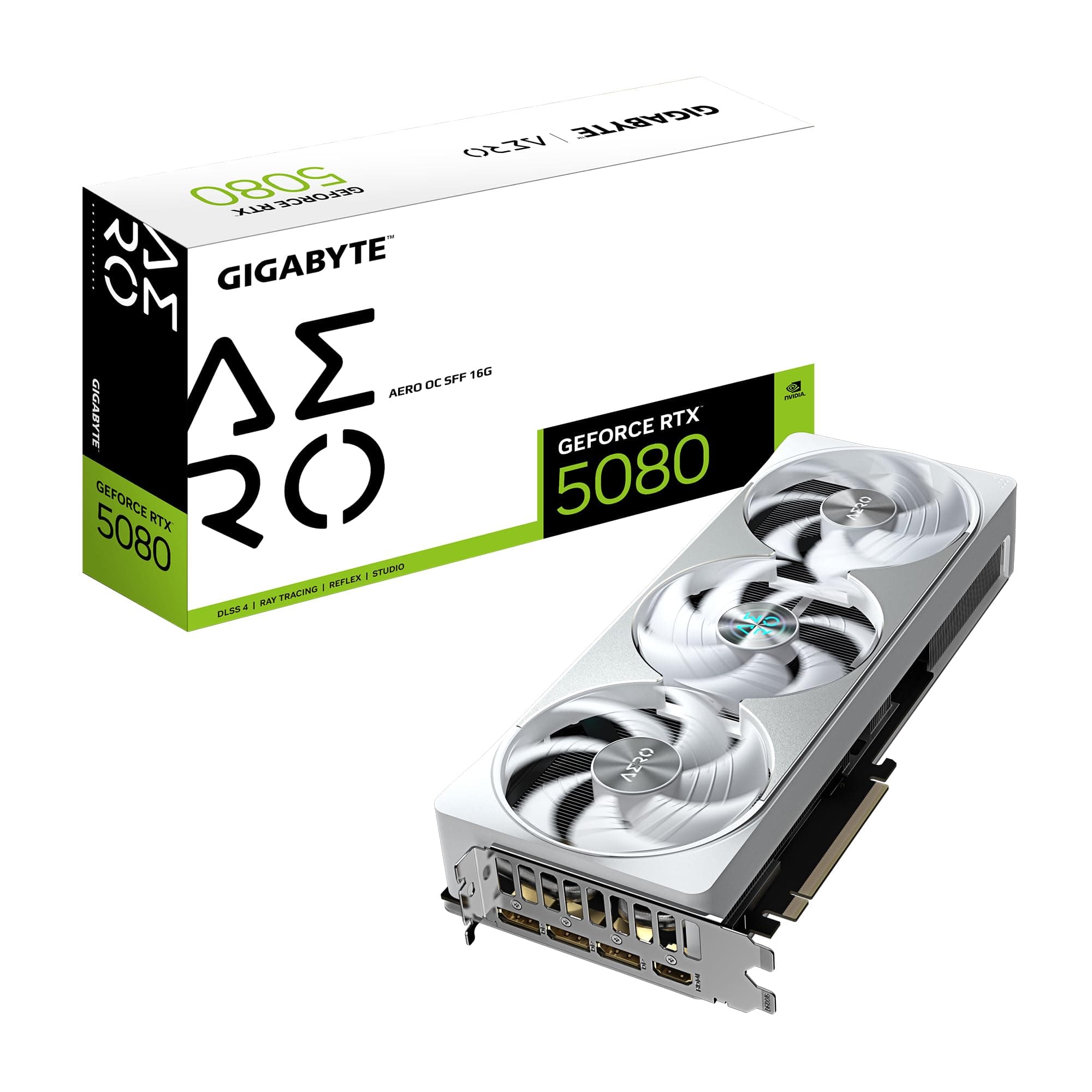 Gigabyte GeForce RTX 5080 AERO OC SFF 16G Grafikkarte - 16 GB GDDR7, 256 Bit, PCI-E 5.0, 2730MHz Core Clock, 3 x DisplayPort, 1 x HDMI, GV-N5080AERO OC-16GD Bild 2