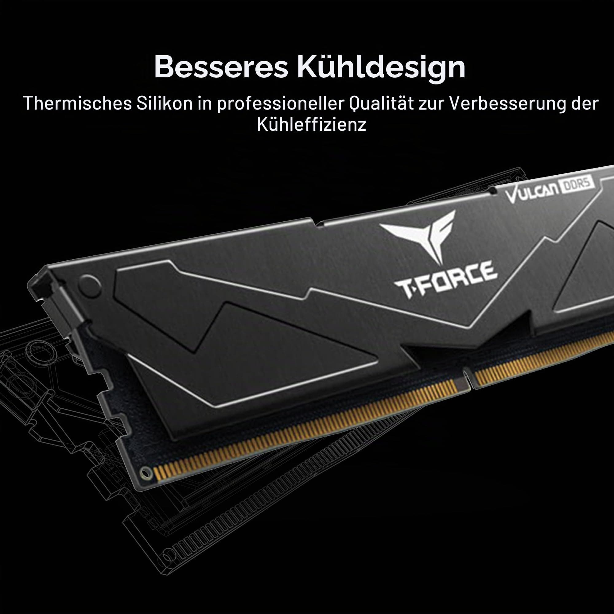 TEAMGROUP T-Force FLBD532G6000HC38ADC01 Vulcan DDR5 32GB (2x16GB) 6000MHz (PC5-48000) CL38 Desktop-Speichermodul RAM (schwarz) Bild 7