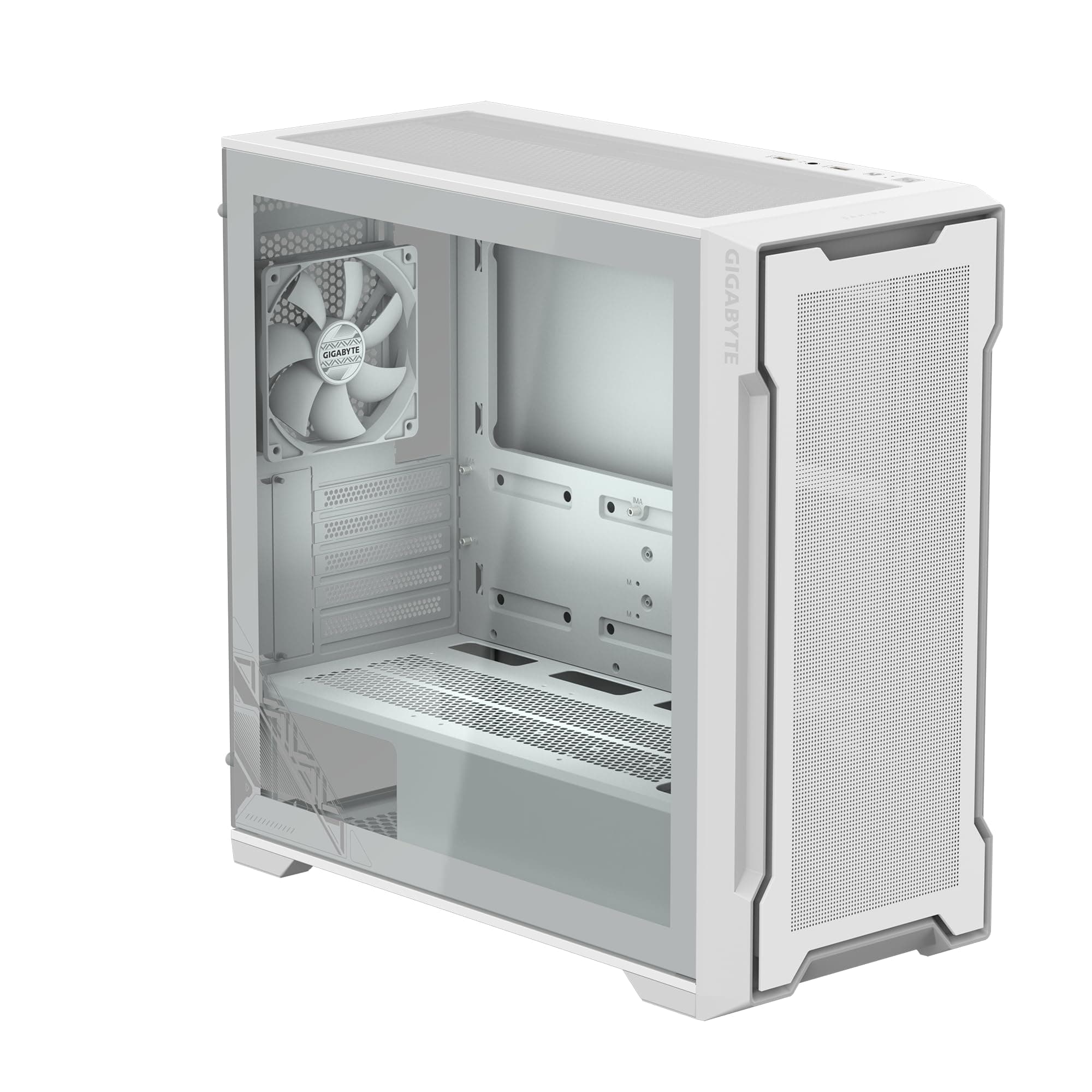 GIGABYTE C102 Glass Ice – weißes Mid-Tower-PC-Gaming-Gehäuse, gehärtetes Glas, PSU-Abdeckung, 2 x 120-mm-Lüfter (GB-C102GI) Bild 3
