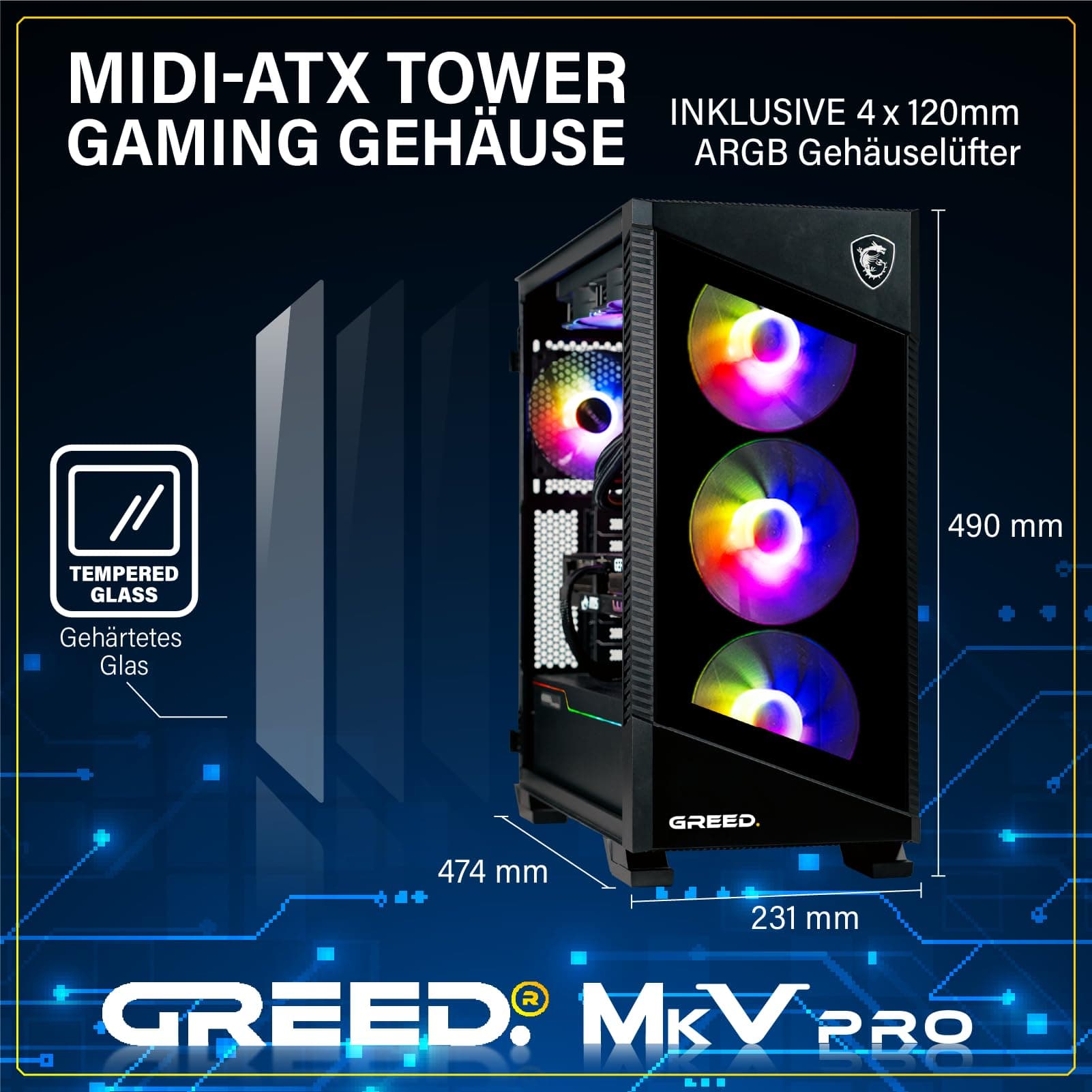 Greed® MK5 Pro - High End Gaming PC - Intel Core i9 12900KF + Nvidia Geforce RTX 5080 16GB - Schneller RGB Computer + 4K Raytracing Rechner - 5,2 GHZ - 32 GB DDR5 RAM - 2TB SSD - WLAN + W11 Pro MK5 PRO | 5080 INTEL Bild 2