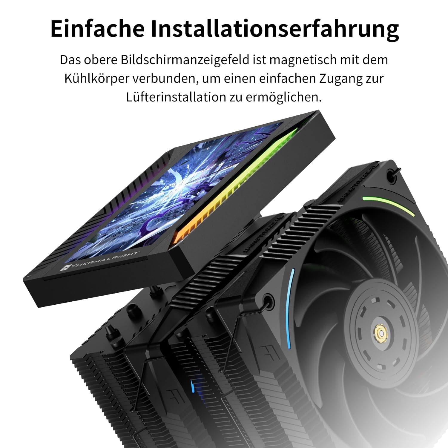 TR-Thermalright Peerless Assassin 120 Vision MAX ARGB Black CPU-Kühler, Dual-Tower-Design mit 6 Heatpipes und 5 Zoll IPS-Display, zwei 120mm PWM-Lüfter, für AM5/AM4 und Intel LGA1851/1700/115x/1200 Bild 7