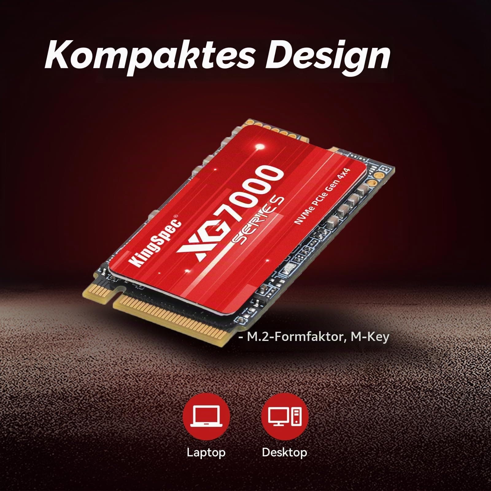 KingSpec XG7000-2242 1TB SSD M.2 2242 NVMe PCIe 4.0, M2 SSD Gen 4x4 – Bis zu 7200 MB/s sequentielle Lesegeschwindigkeit, 3D NAND TLC Kompatibel mit Desktop/Laptops/Legion Go Bild 5