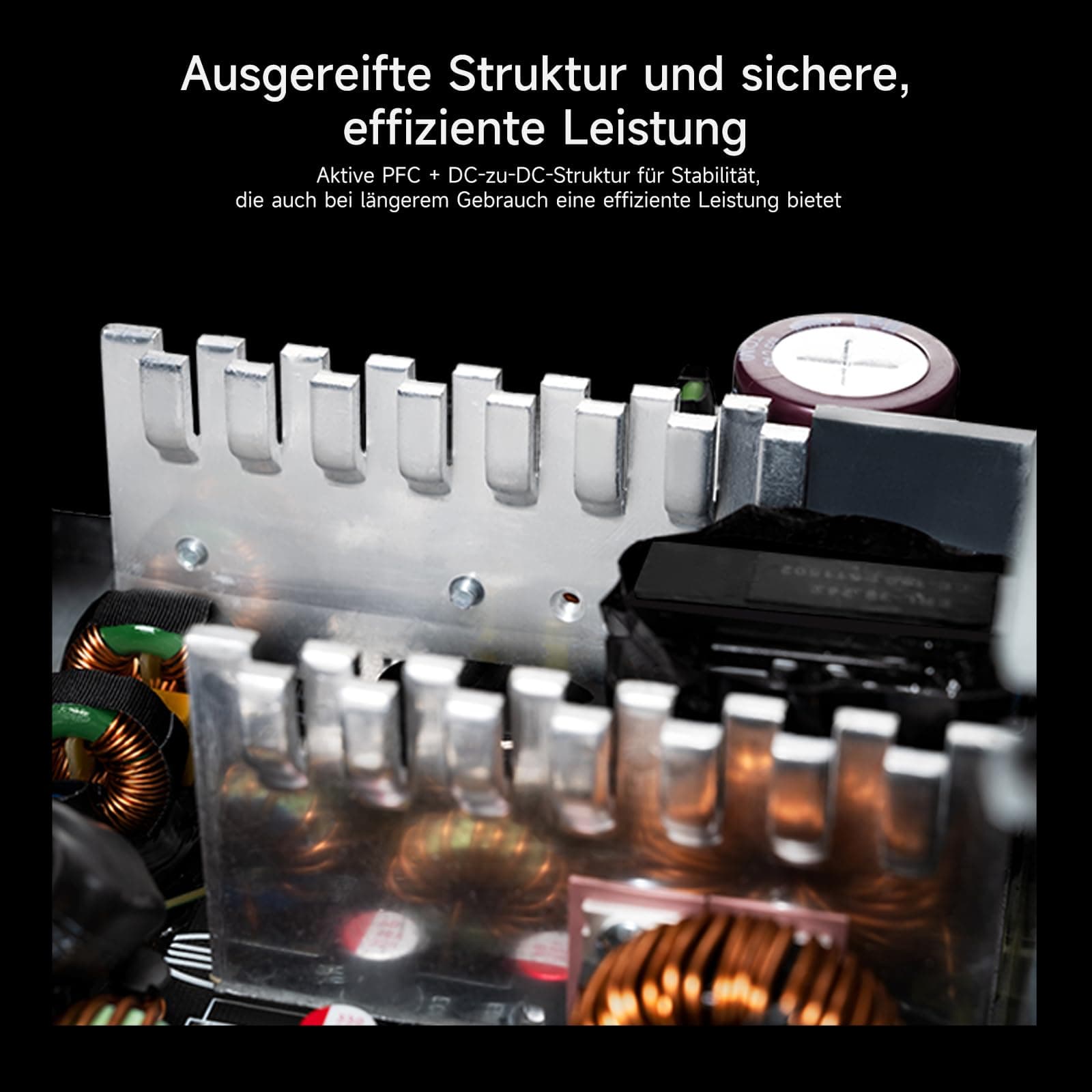 PCCOOLER CPS YK650H, ATX 650W Netzteil - 80 Plus Bronze Zertifizierung - Geringes Geräusch - Flach geprägtes Kabel - Nicht modular Bild 7